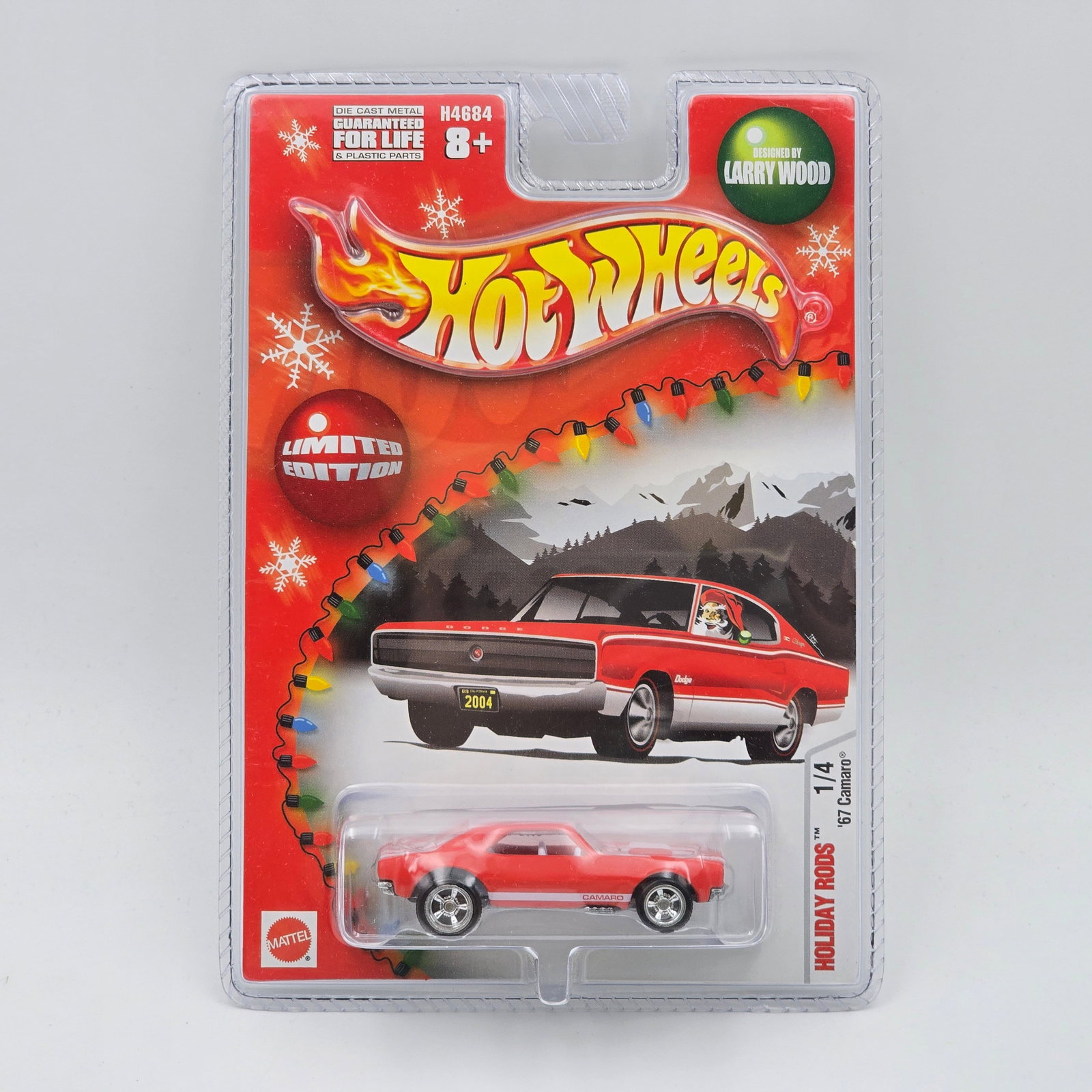 Hot Wheels Holiday Rods 67 Camaro: Hot Wheels Larry Wood Holiday Rods red 67 Camaro Car is excellent with no issues in sealed package Package is good, may have light rubs or marks in spots