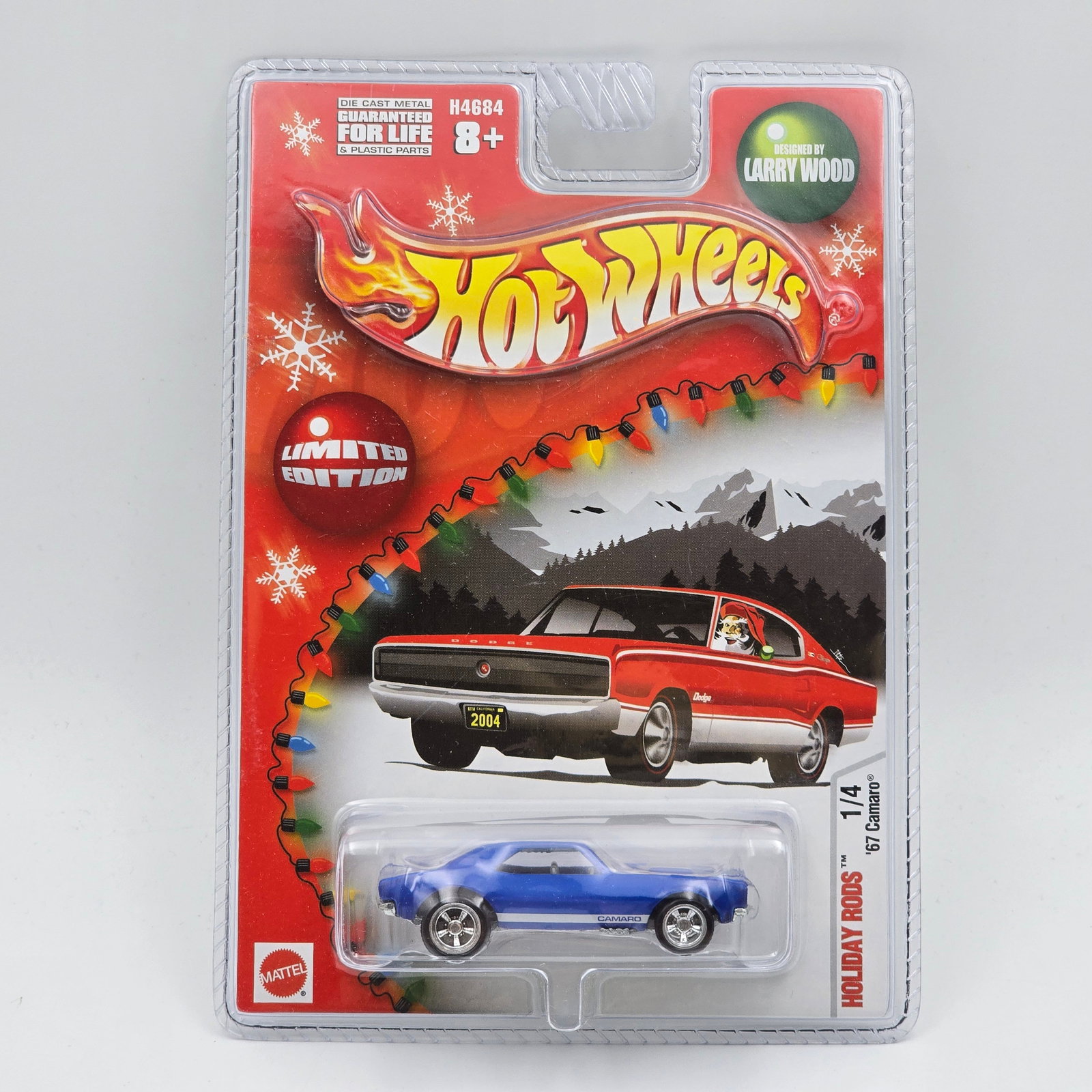 Hot Wheels Holiday Rods 67 Camaro: Hot Wheels Larry Wood Holiday Rods blue 67 Camaro Car is excellent with no issues in sealed package Package is good, may have light rubs or marks in spots
