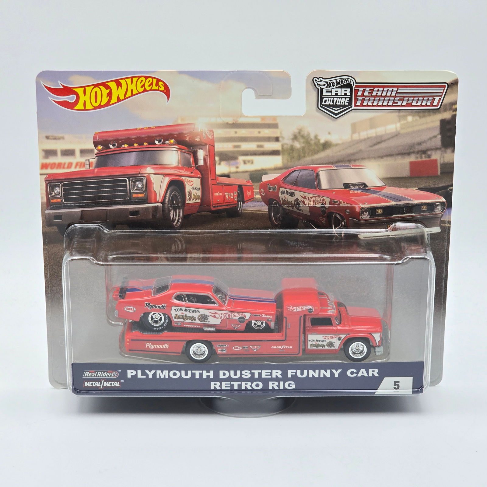 Hot Wheels Team Transporter Mongoose: Hot Wheels Car Culture Team Transport Plymouth Duster Funny Car Retro Rig Car and Rig are excellent with no issues Card is good but may have edge and/or corner wear in spots, please check photos Blist