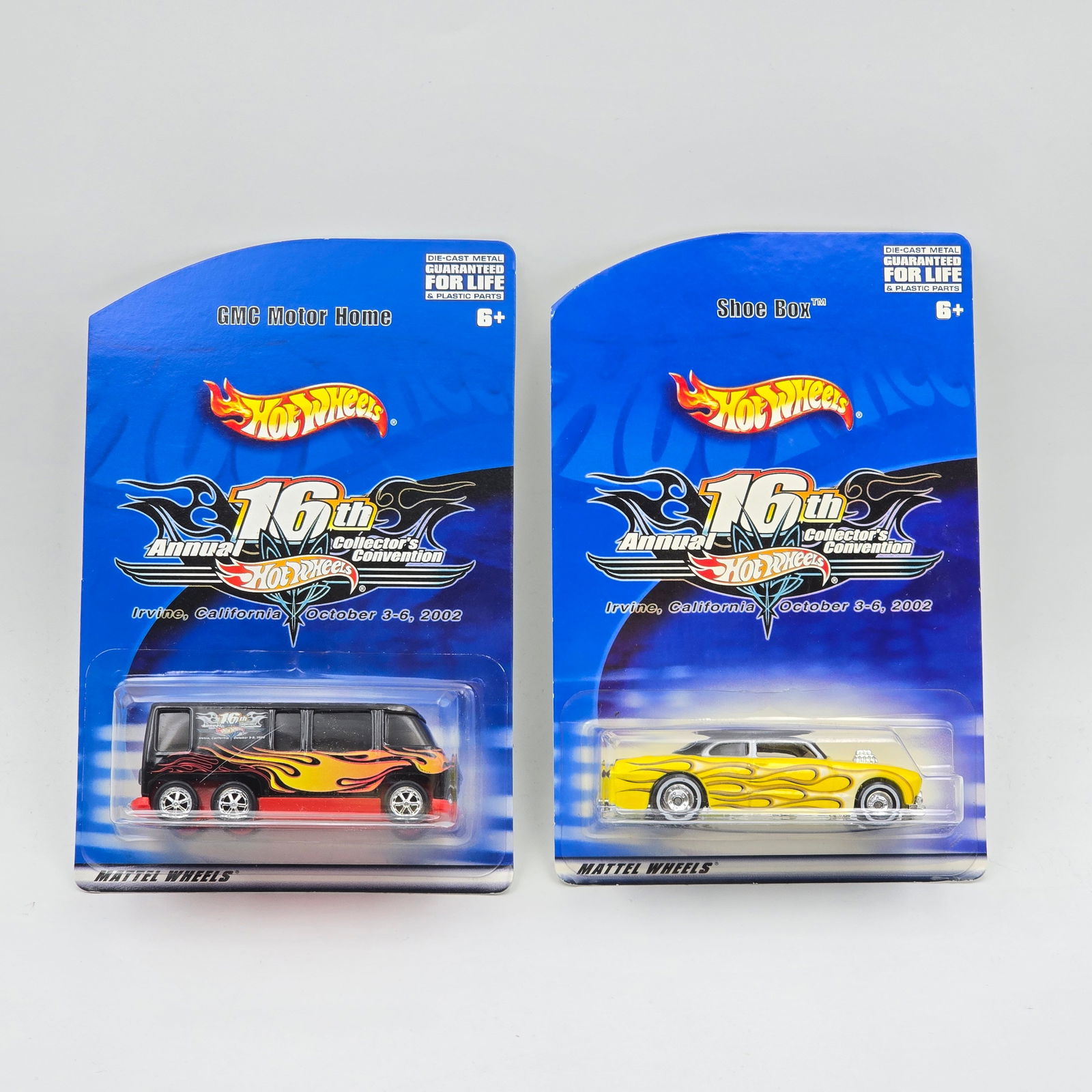 Hot Wheels Convention pair: Hot Wheels 16th Collectors Convention pair, includes - Show Box and a GMC Motorhome Cars are excellent with no issues Cards are good but may have light edge and/or corner wear in spots, please chec
