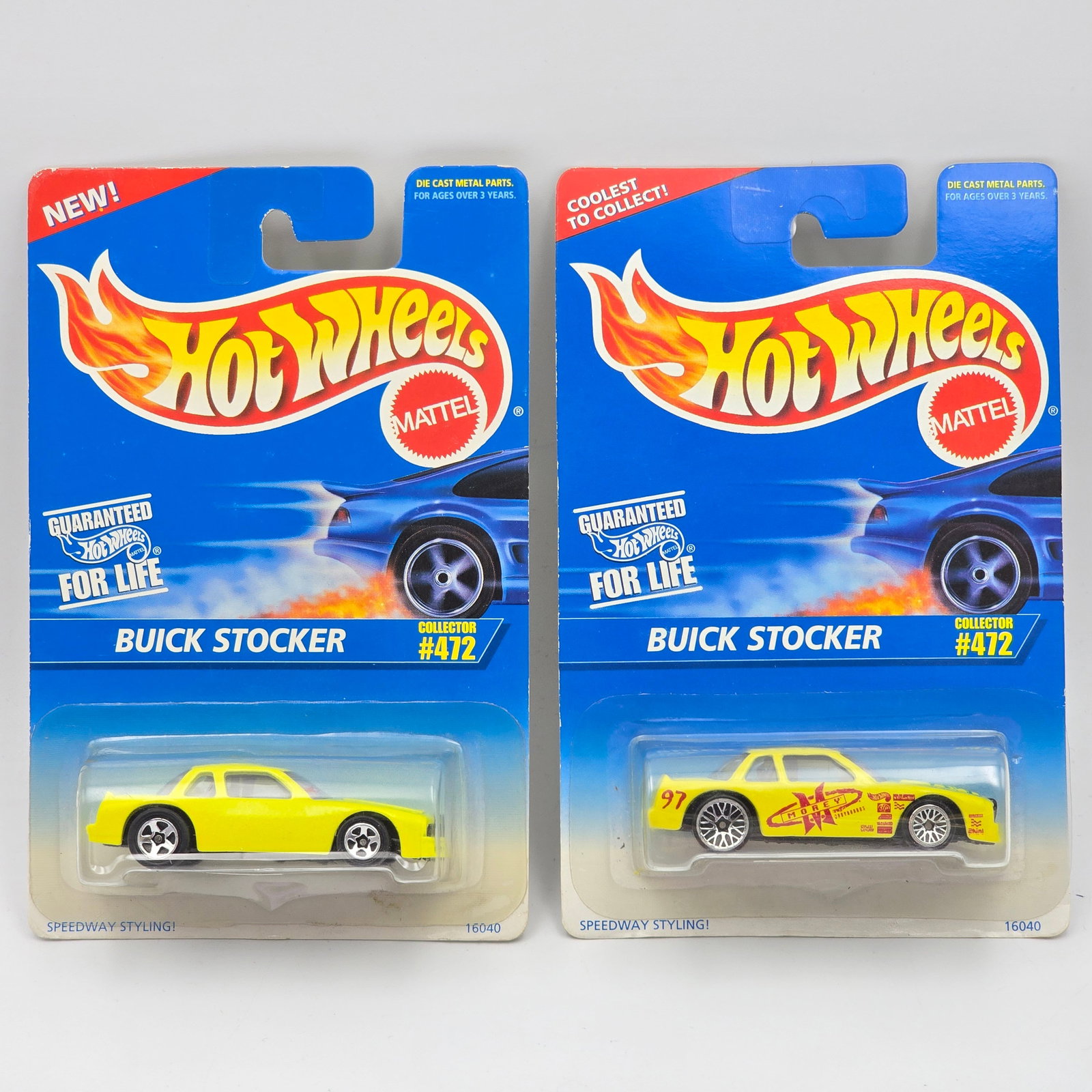 Hot Wheels Buick Stocker Pair: Hot Wheels #472 Buick Stocker Pair Two different wheel variations included - Lace and 5 - spoke, one also has tampos and the other does not, finally they are on different cards (top banner) Cars appea