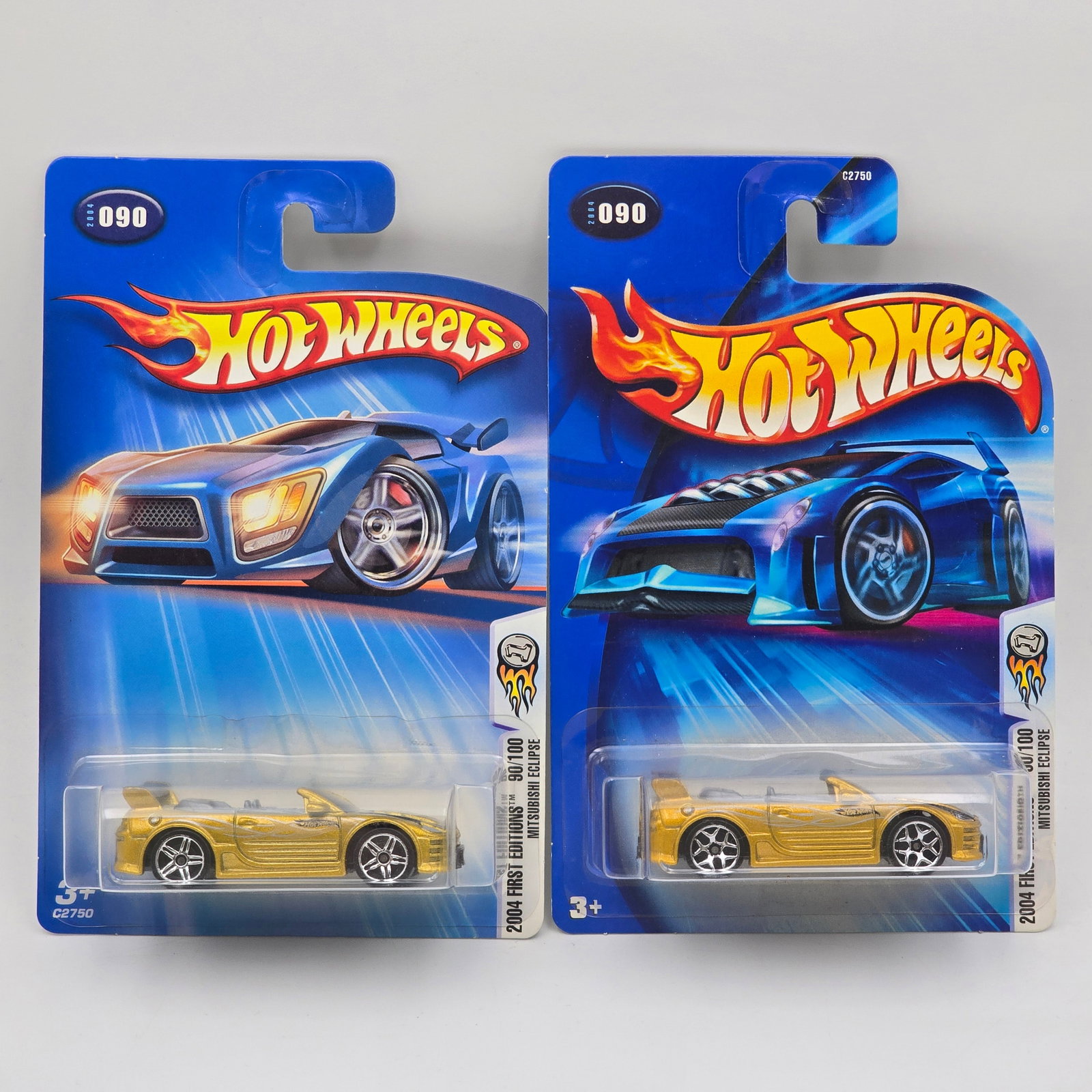 Hot Wheels Mitsubishi Eclipse Pair: Hot Wheels Mitsubishi Eclipse Pair One has Y5 wheels the other PR5's Cars appear to be in good condition with no issues of note Cards are in good shape, may have minor edge dings in spots, bli