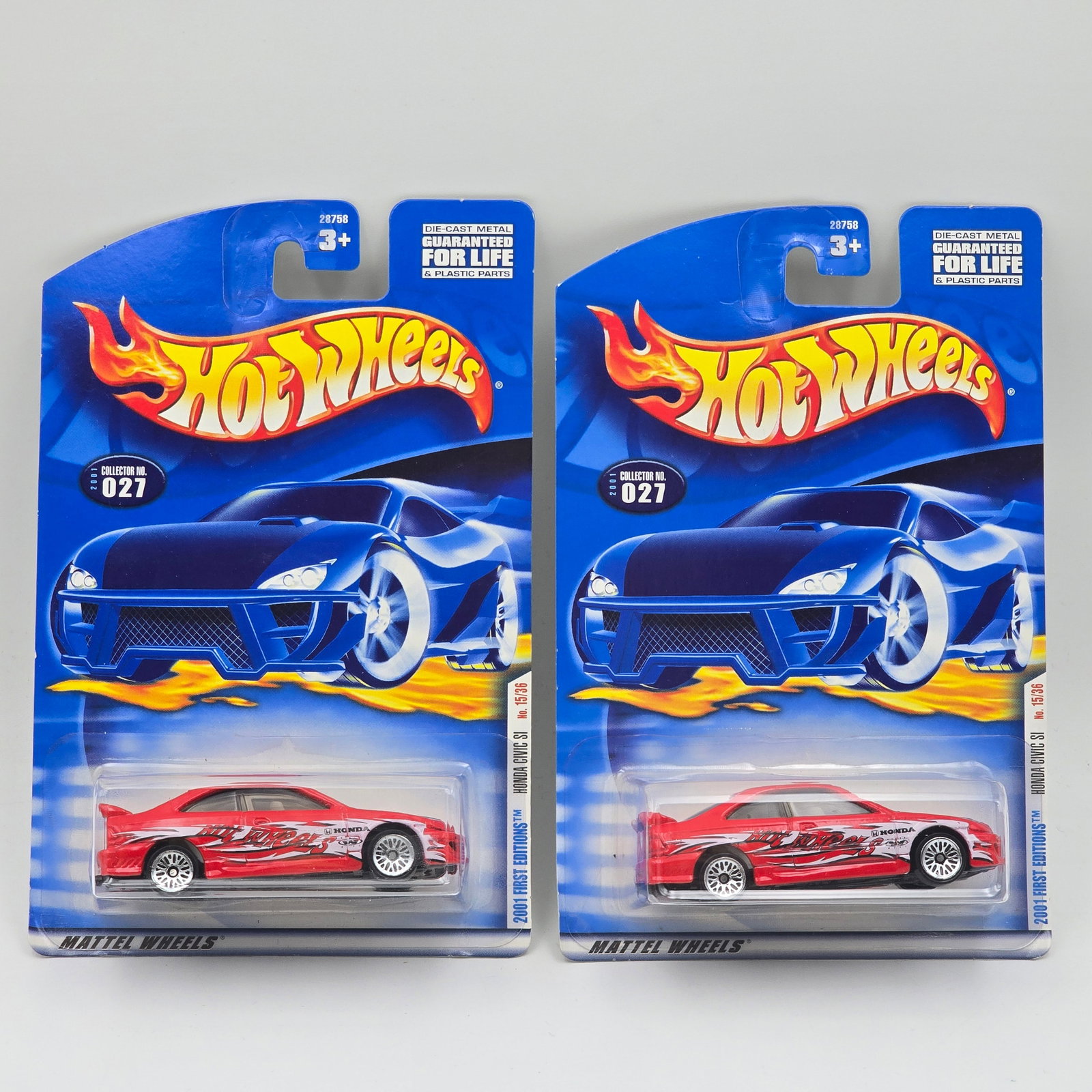 Hot Wheels Honda Civic Si Pair: Hot Wheels Honda Civic Si Pair These appear to be identical with Lace wheel variation instead of the PR5 wheels Cars appear to be in good condition with no issues of note Cards are in good shape, may 
