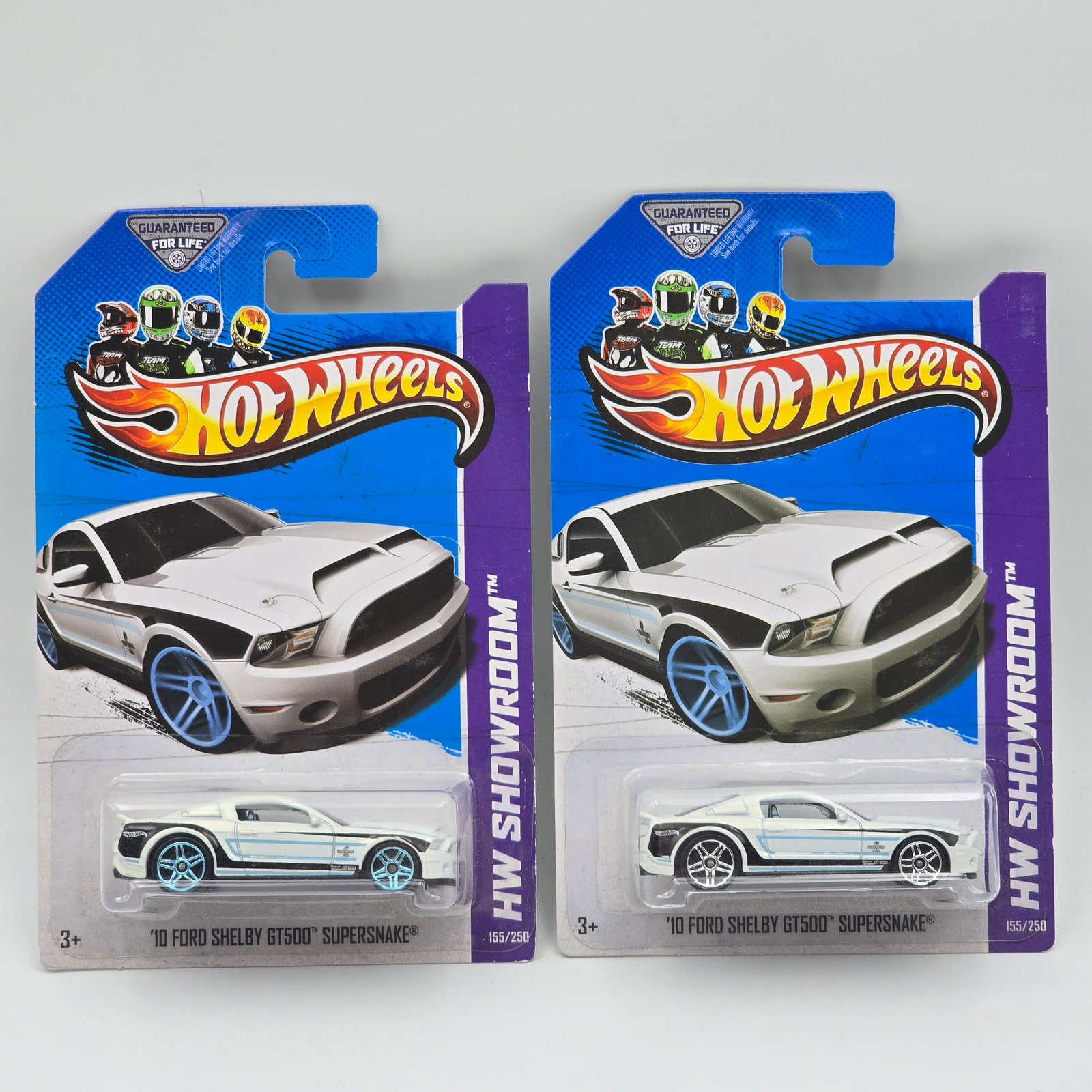 Hot Wheels Shelby GT500 Pair: Hot Wheels HW Showroom Series 10 Ford Shelby GT500 Supersnake Pair Both have PR5 wheels but on one they are silver the other light blue chrome Cars appear to be good condition with no issues of note