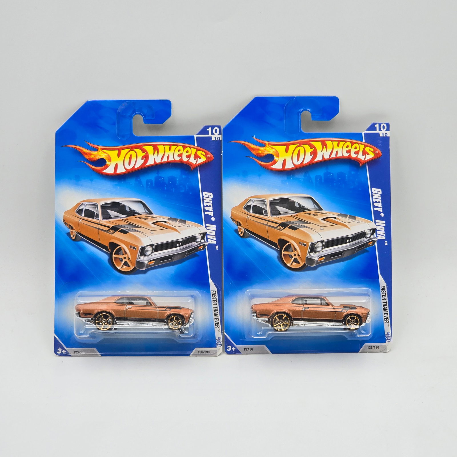 Hot Wheels Chevy Nova Pair: Hot Wheels Faster than ever copper Chevy Nova pair Both appear to be identical Cars appear to be excellent to near mint with no issues of note Cards are good but may have edge dings, small creases and