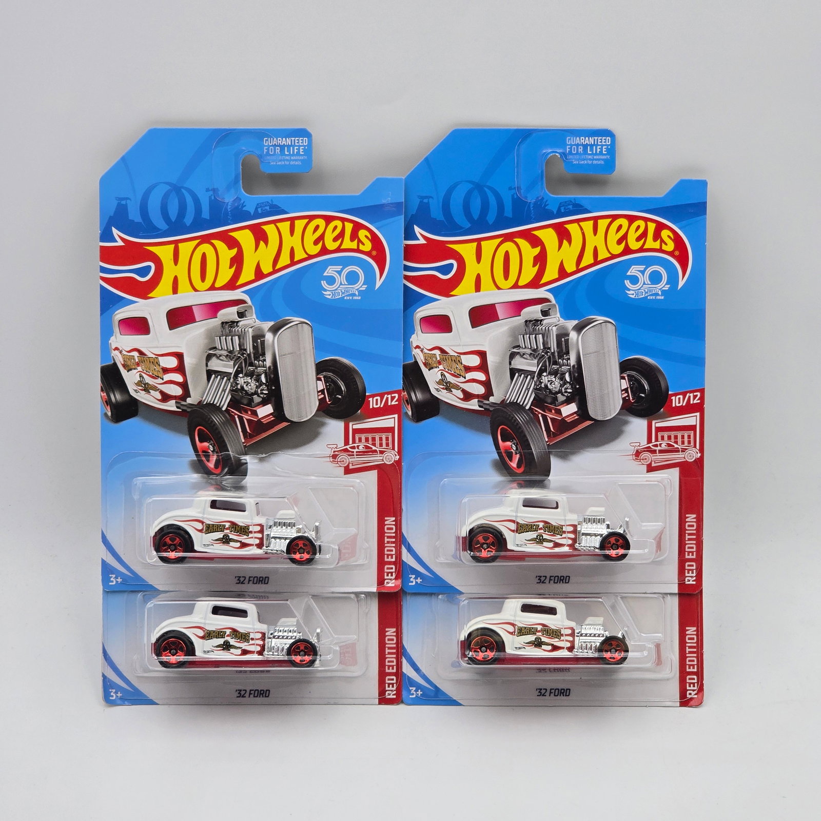 Hot Wheels 32 Ford lot of 4: Hot Wheels Red Edition Series 32 Ford lot of 4 target exclusive color vari Cars appear to be excellent to near mint with no issues of note Cards are good but may have edge dings, small creases and/or 