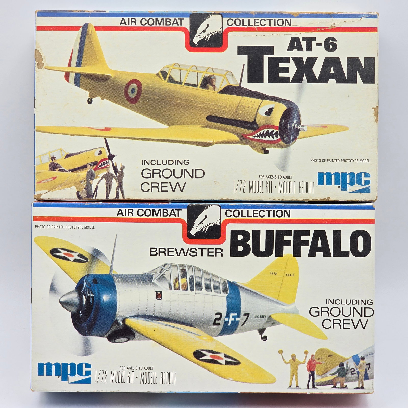 Pair of MPC Plane Model Kits: Pair of MPC Plane Model kits, Both include the box. 1- AT -6 Texan (1990), Appears to be complete and unassembled. Some pieces are factory sealed/unopened. 1- Brewster Buffalo (1990), Appears to be un