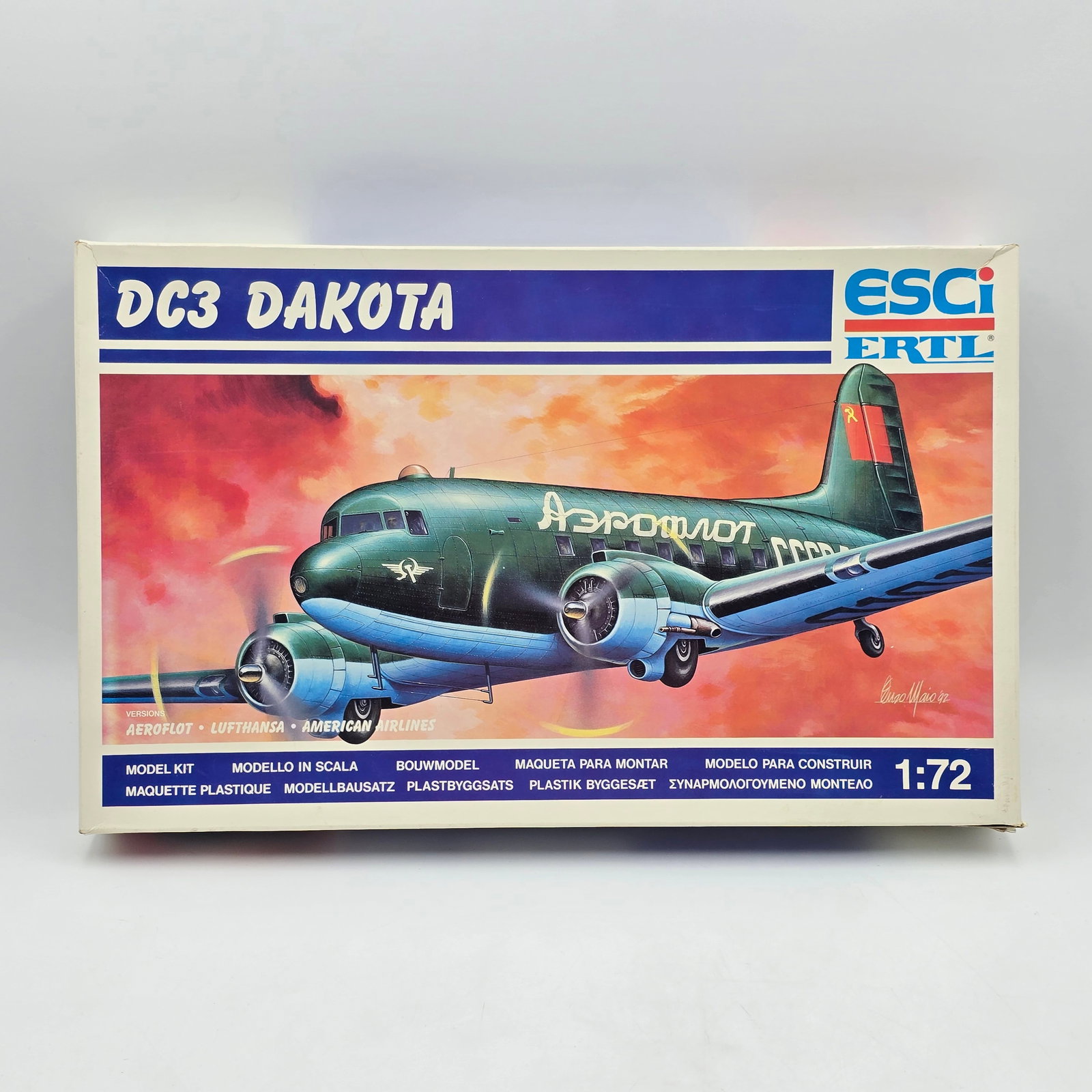 ESCI Plane Model Kit: ESCI Plane Model Kit, with box and looks to be complete and unassembled. 1- DC3 Dakota Pieces appear to be factory sealed/unopened. Includes decal sheets and instructions. Box looks to have