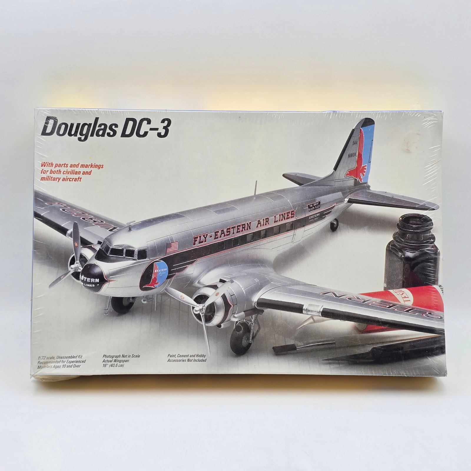 Testors Plane Model Kit: Testors Plane Model kit, with box and looks to be complete and unassembled. 1- Douglas DC-3 (1987) Box looks to be factory sealed/unopened, despite a tear in the plastic. See photos for more!