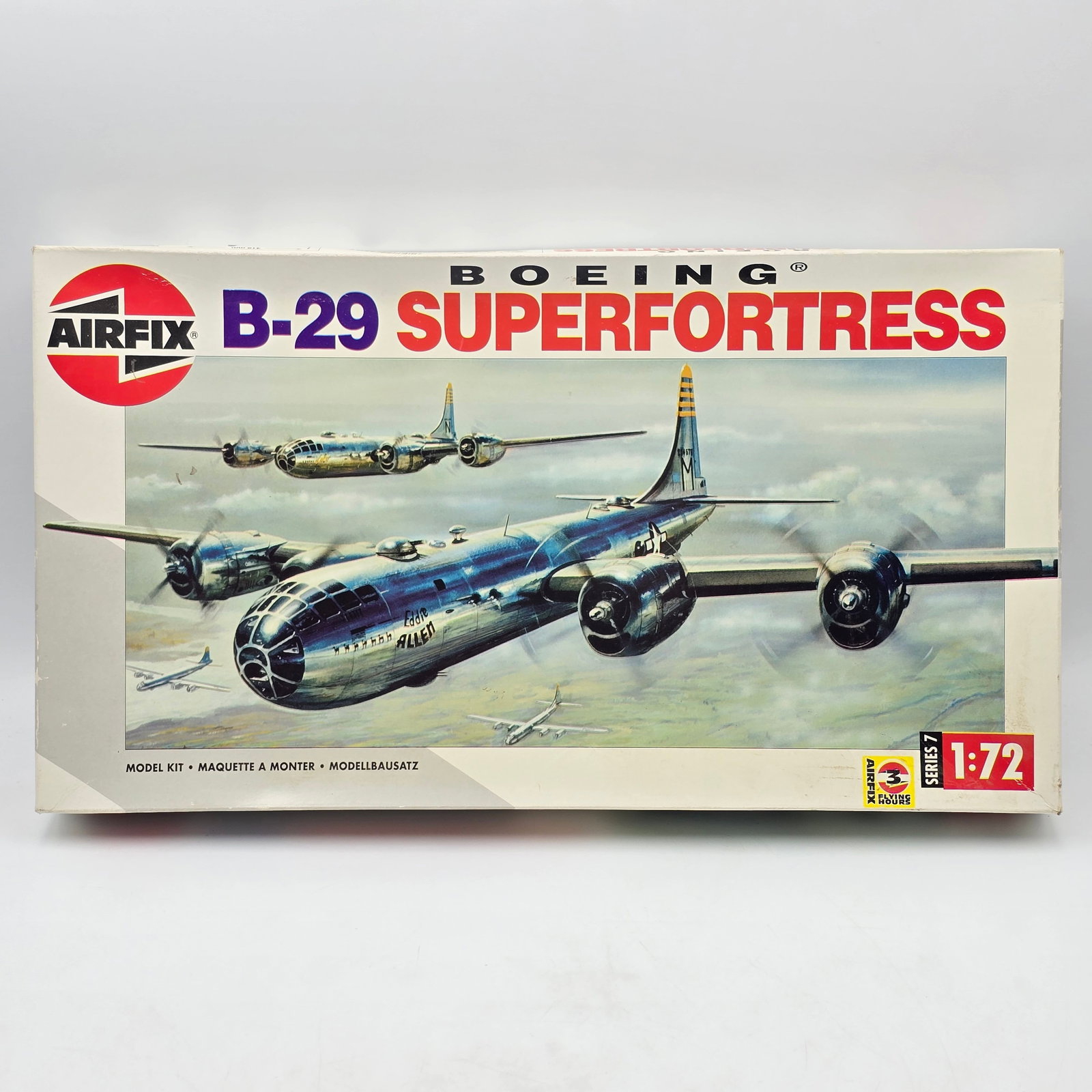 Airfix Plane Model Kit: Airfix Plane Model Kit, with box and look to be unassembled. 1- Boeing B-29 Superfortress (1992) Some pieces are attached to trees and some are not. Includes decal sheets, no