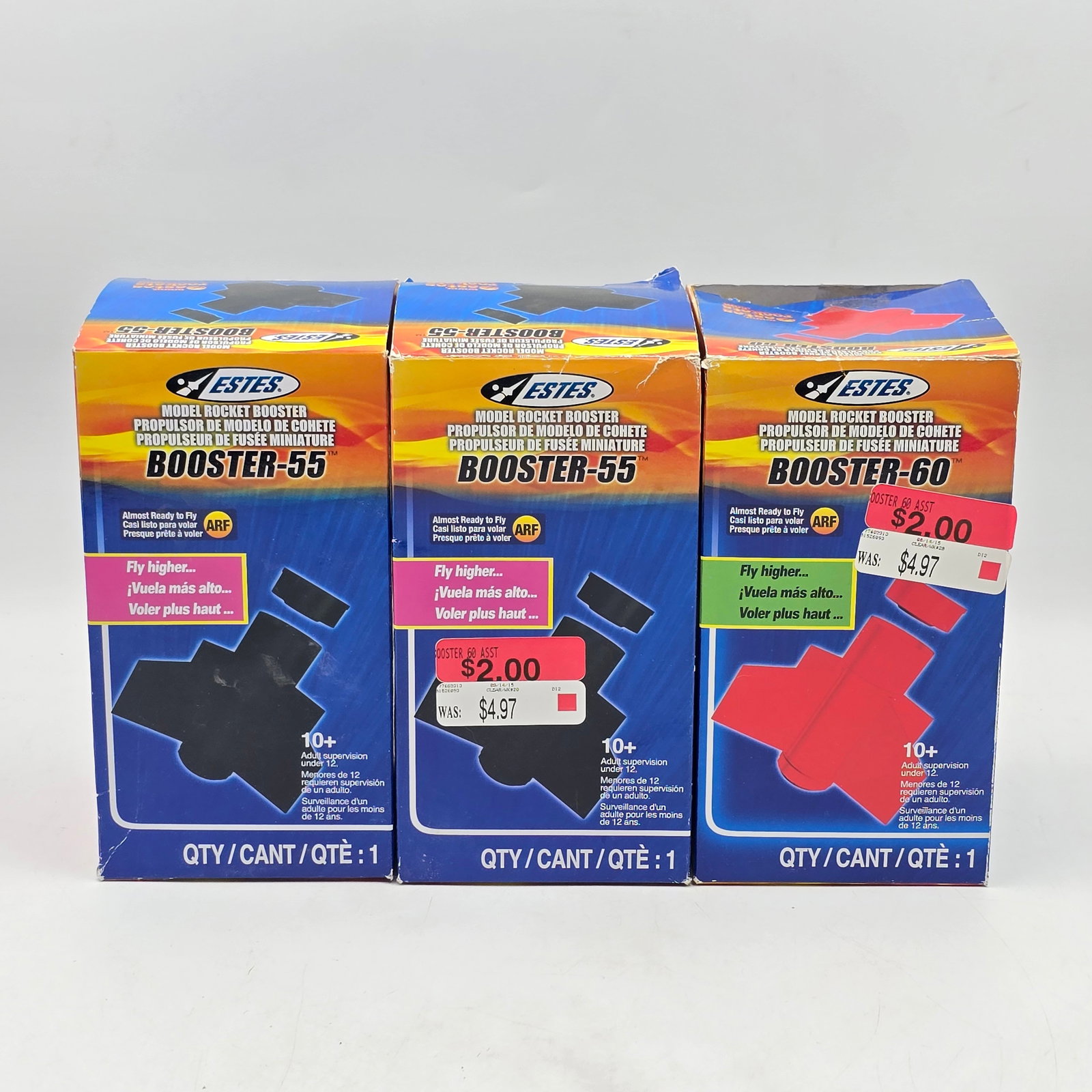 Estes Model Rocket Booster Lot of 3: Estes Model Rocket Booster lot of 3 Includes - (2) #55 and (1) #60 Boxes appear complete Please check photos for current condition. 