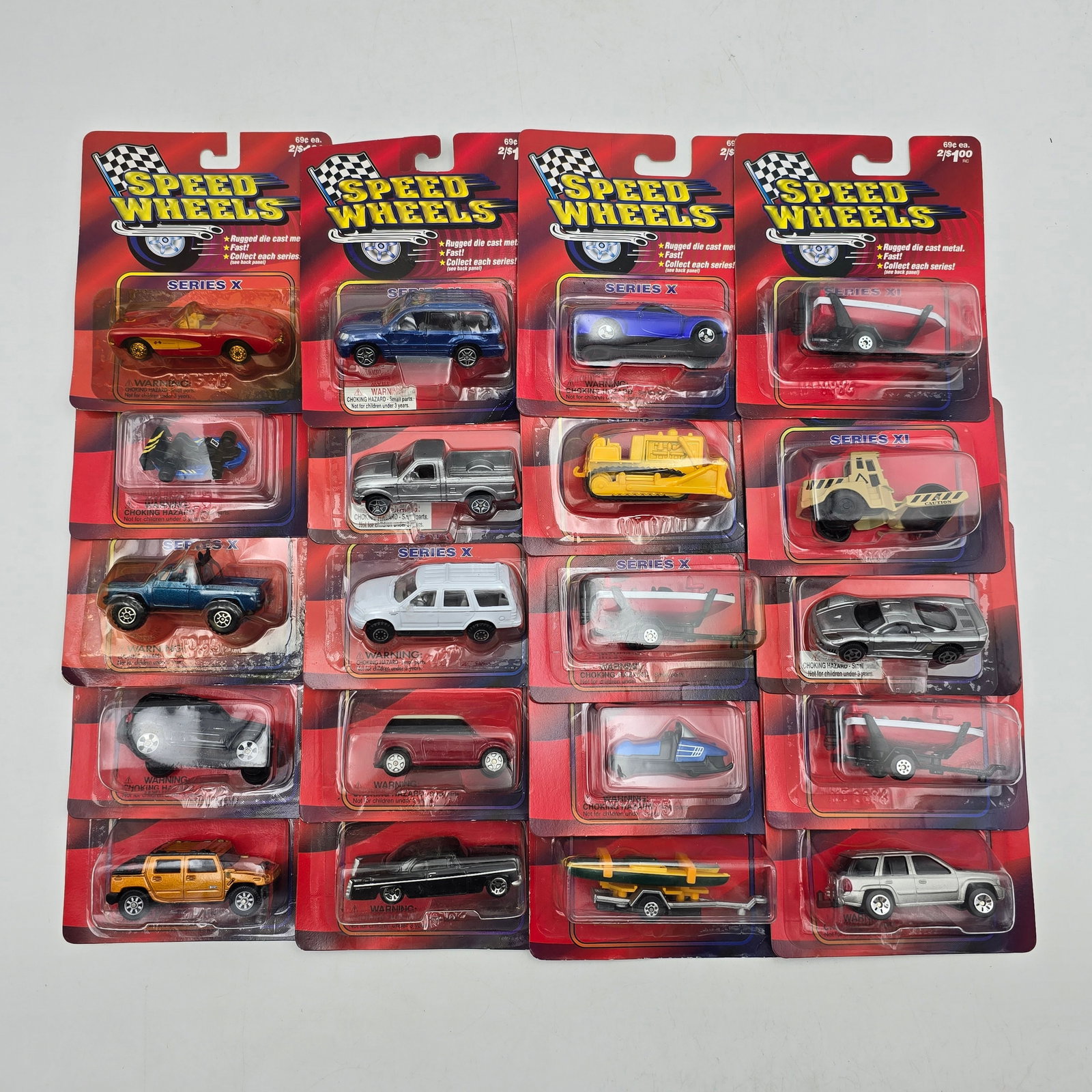 Lot of 20 Assorted Speed Wheels:  Lot of 20 Assorted Speed wheels. All blisters look to be attached to the cards, most are nice and clear with some yellowing. Most look to be in good condition with no major cracks, tears or rips