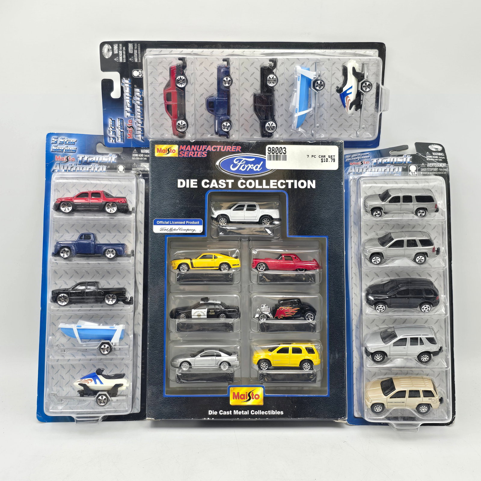 Lot of 4 Assorted Maisto 5 Packs: Lot of 4 Assorted Maisto 5 pack diecast cars. Most look to be in good condition with no major cracks, tears or rips to the card or blister. There is some amount of shelf/storage wear to the card edges