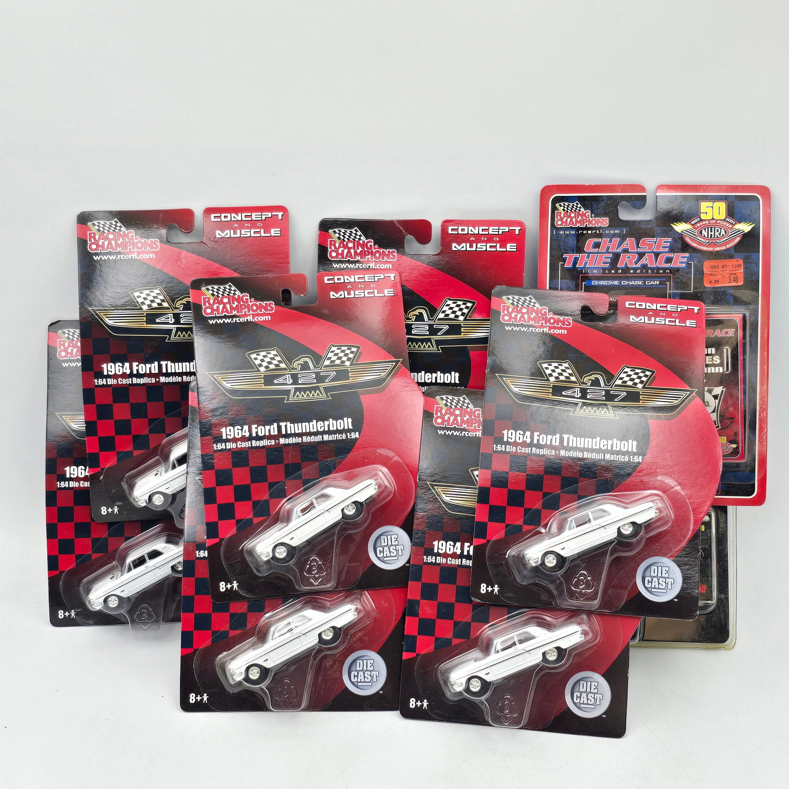 Racing Champions Diecast Lot of 10: Lot of 10 Racing Champions diecast vehicles, mostly from the Concept Muscle series. Includes: 8 × 1964 Ford Thunderbird 427 models 1 × â€?Chase the Raceâ€? release 1 × Ra