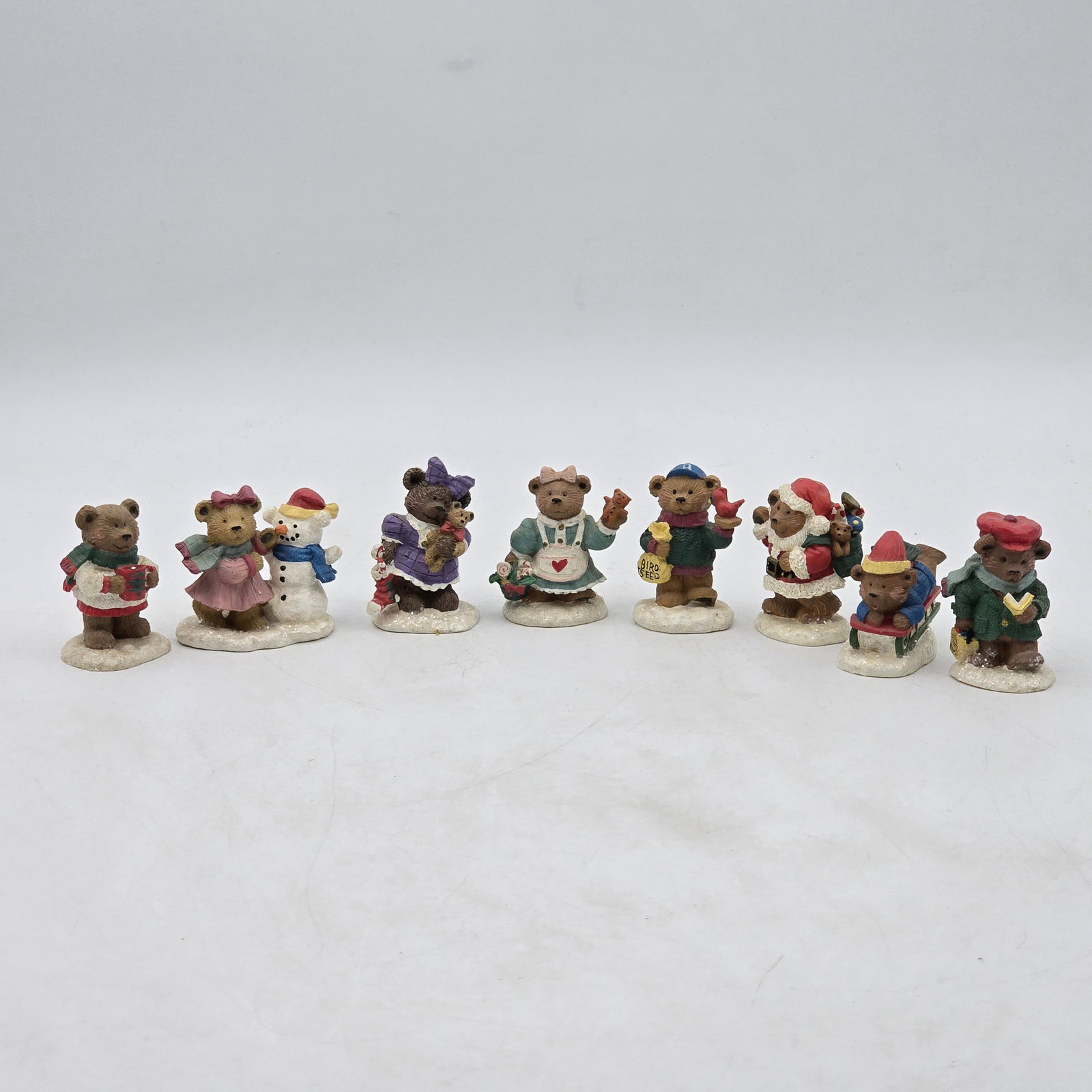 Teddy Bear Christmas Figurine Lot 8pc (1 of 5)