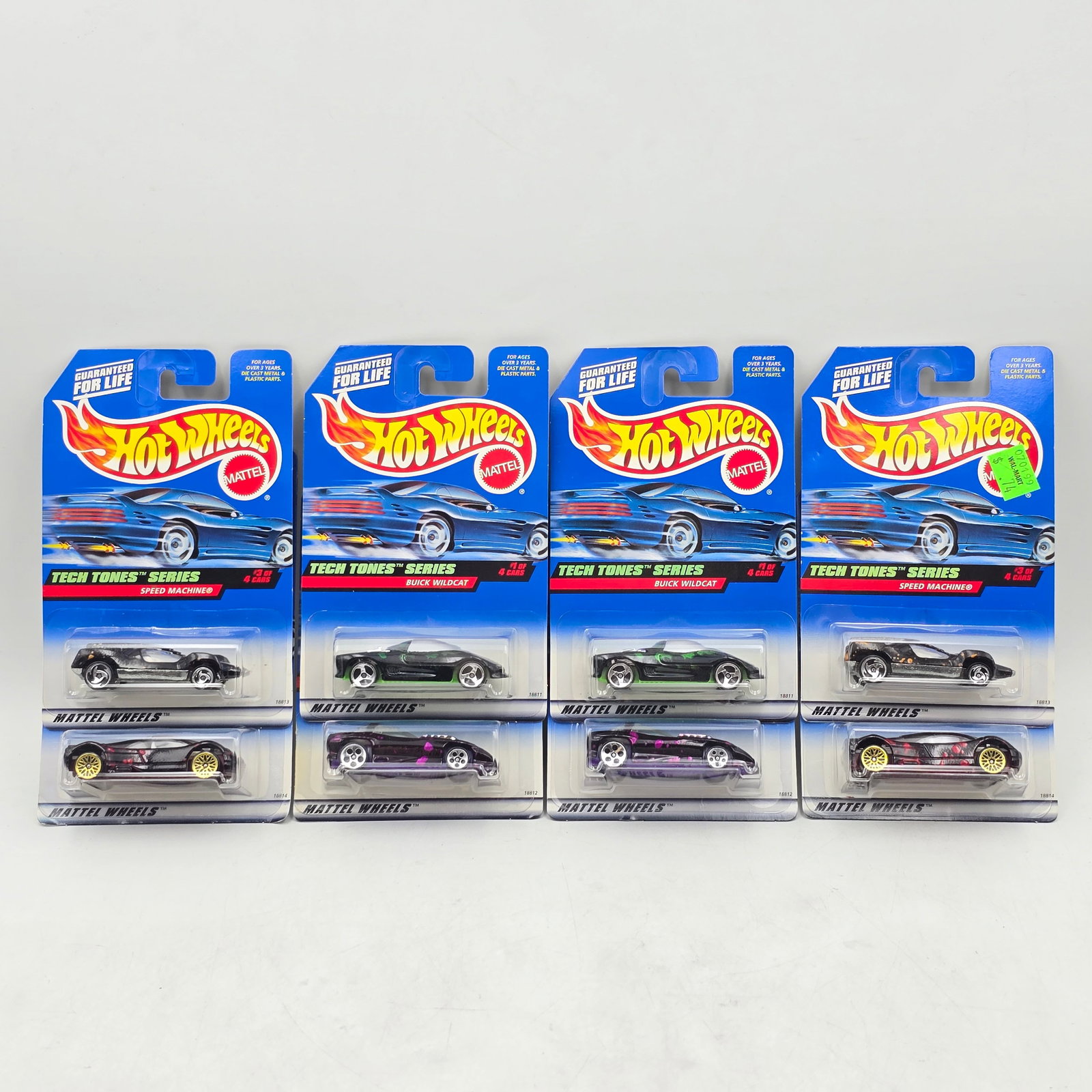 Hot Wheels Tech Tones Series Lot of 8: Lot of 8 Hot Wheels diecast cars from the Tech Tones Series (2 complete sets). Includes Speed Machine, Silhouette II, Avus Quattro and Buick Wildcat castings in matching series variations. All vehicle
