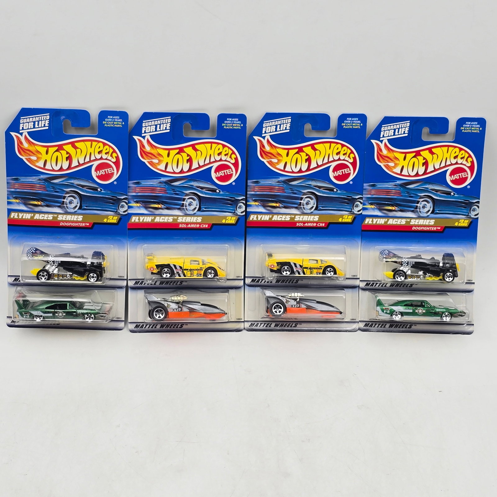 Hot Wheels Flyinâ€™ Aces Lot of 8: Lot of 8 Hot Wheels diecast cars from the Flyinâ€™ Aces Series (2 complete sets). Includes 1970 Dodge Charger Daytona (#737), Dogfighter (#738), Sol-Aire CX4 (#739), and XT-3 (#740), all with 
