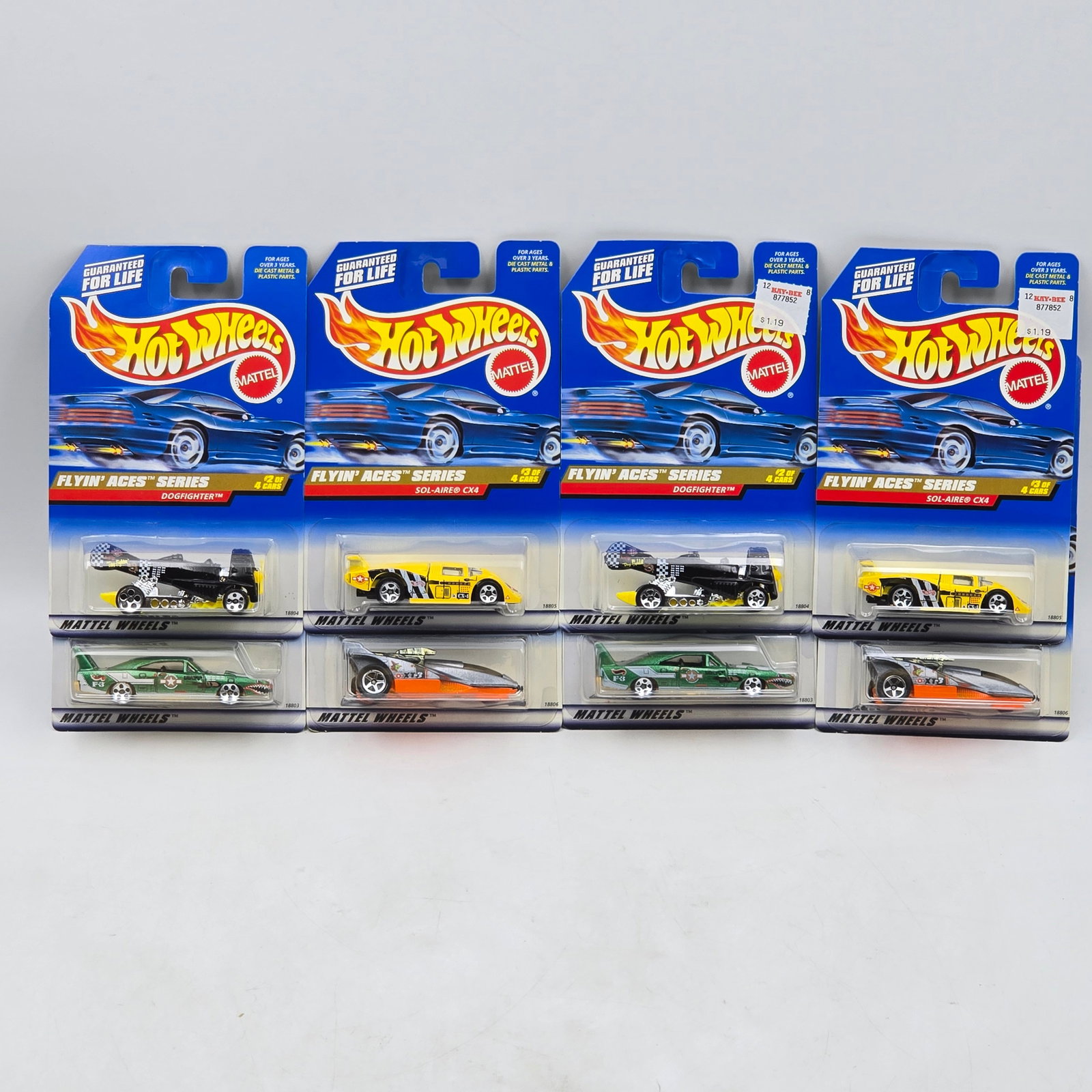 Hot Wheels Flyinâ€™ Aces Lot of 8: Lot of 8 Hot Wheels diecast cars from the Flyinâ€™ Aces Series (2 complete sets). Includes 1970 Dodge Charger Daytona (#737), Dogfighter (#738), Sol-Aire CX4 (#739), and XT-3 (#740), all with 
