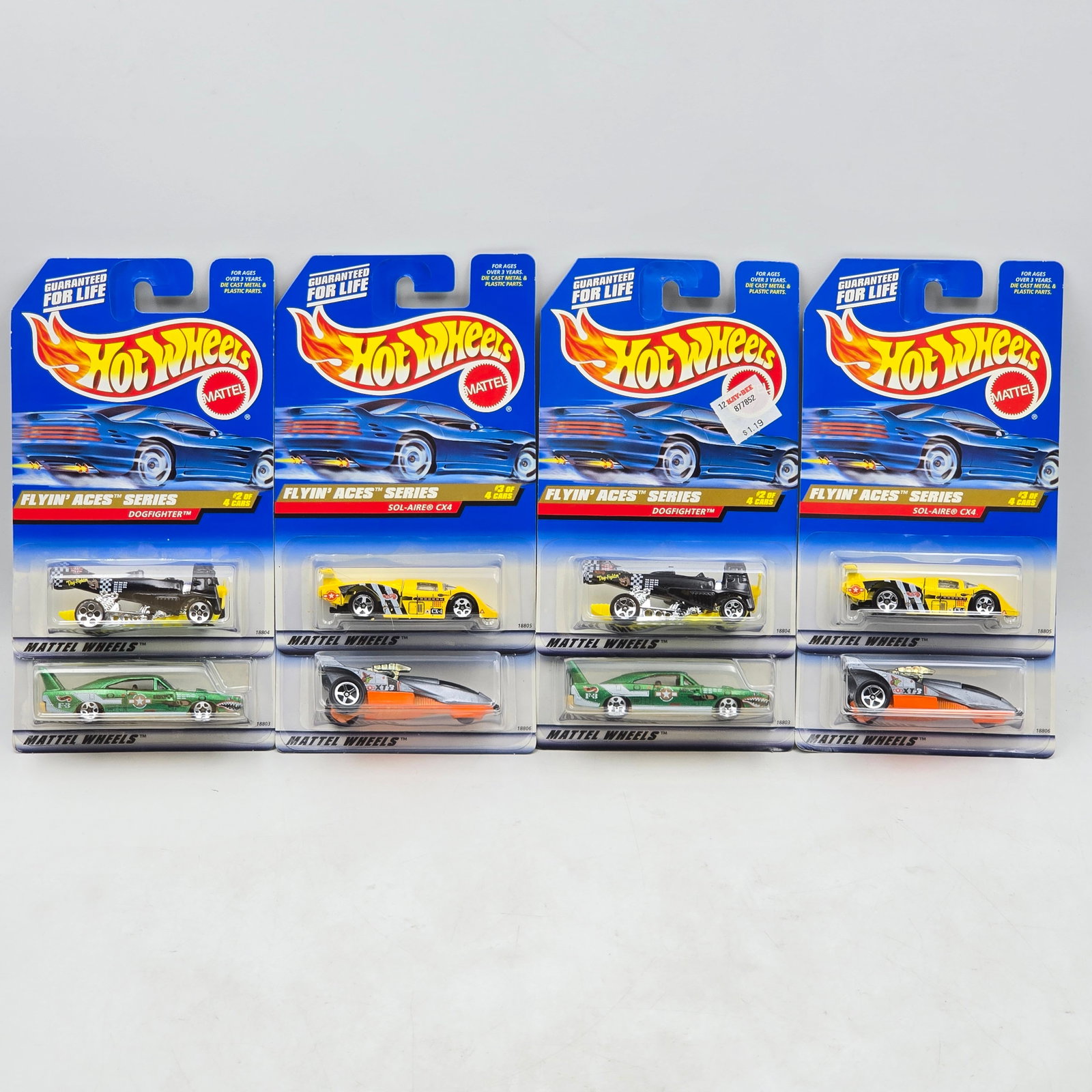 Hot Wheels Flyinâ€™ Aces Lot of 8: Lot of 8 Hot Wheels diecast cars from the Flyinâ€™ Aces Series (2 complete sets). Includes 1970 Dodge Charger Daytona (#737), Dogfighter (#738), Sol-Aire CX4 (#739), and XT-3 (#740), all with 