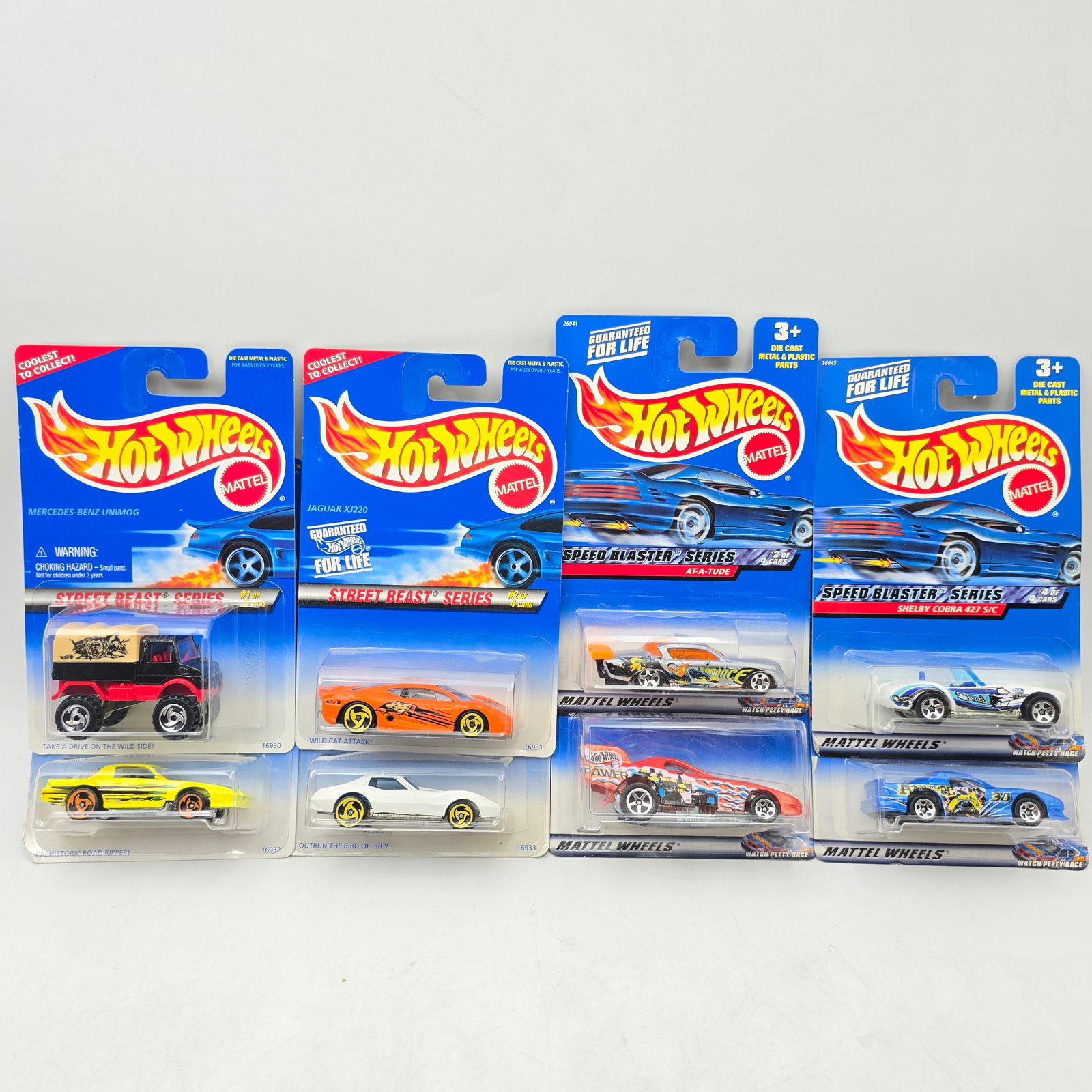 Hot Wheels Speed Blaster & Beast Lot of 8: Lot of 8 Hot Wheels diecast cars featuring 2 different seriesâ€”Speed Blaster and Street Beast (1 complete set of each). Speed Blaster set includes Firebird Funny Car (#037), At-A-Tude (#0