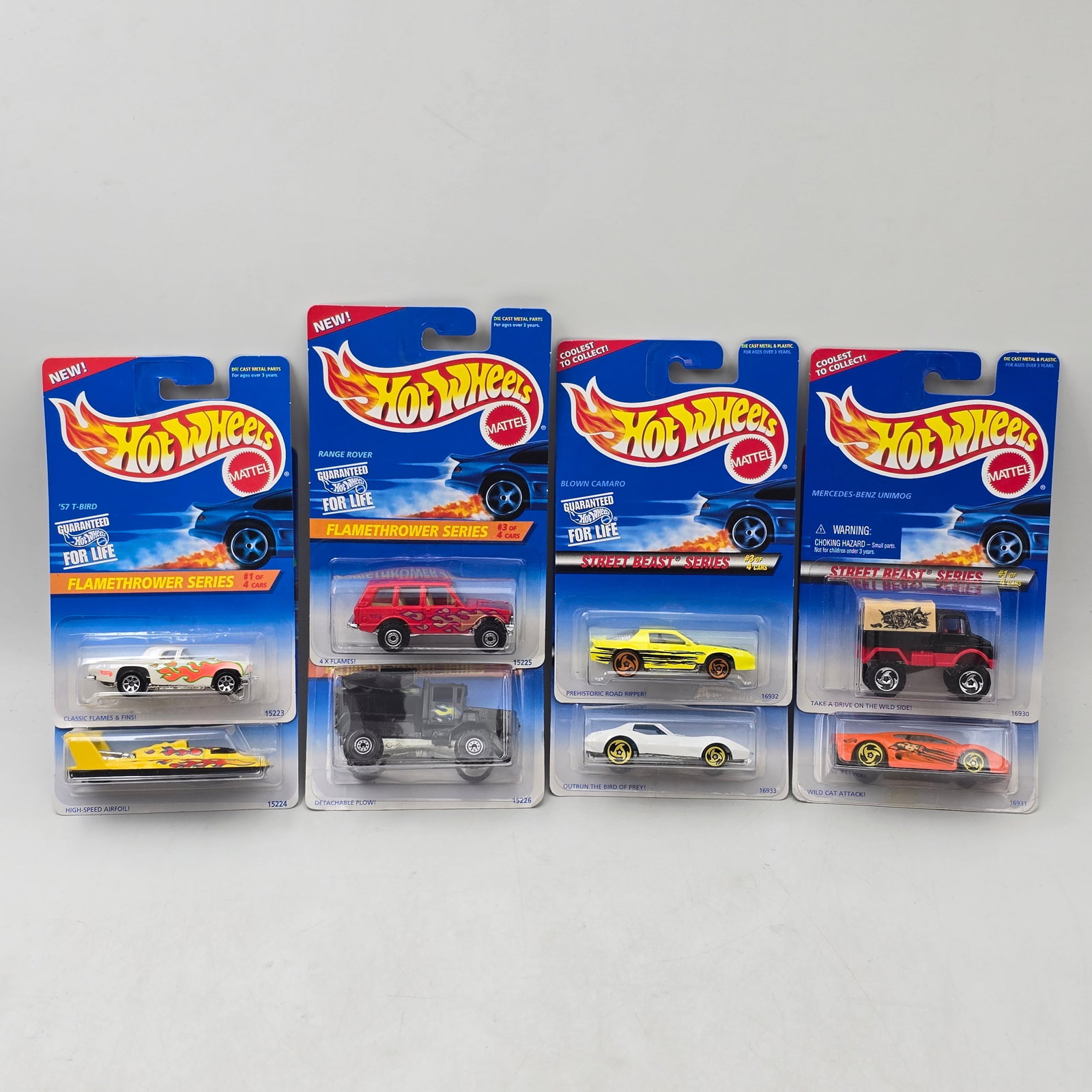 Hot Wheels Flamethrower & Beast Lot of 8: Lot of 8 Hot Wheels diecast cars featuring 2 different seriesâ€”Flamethrower and Street Beast (1 complete set of each). Flamethrower set includes â€™57 T-Bird, Hydroplane, Range Ro