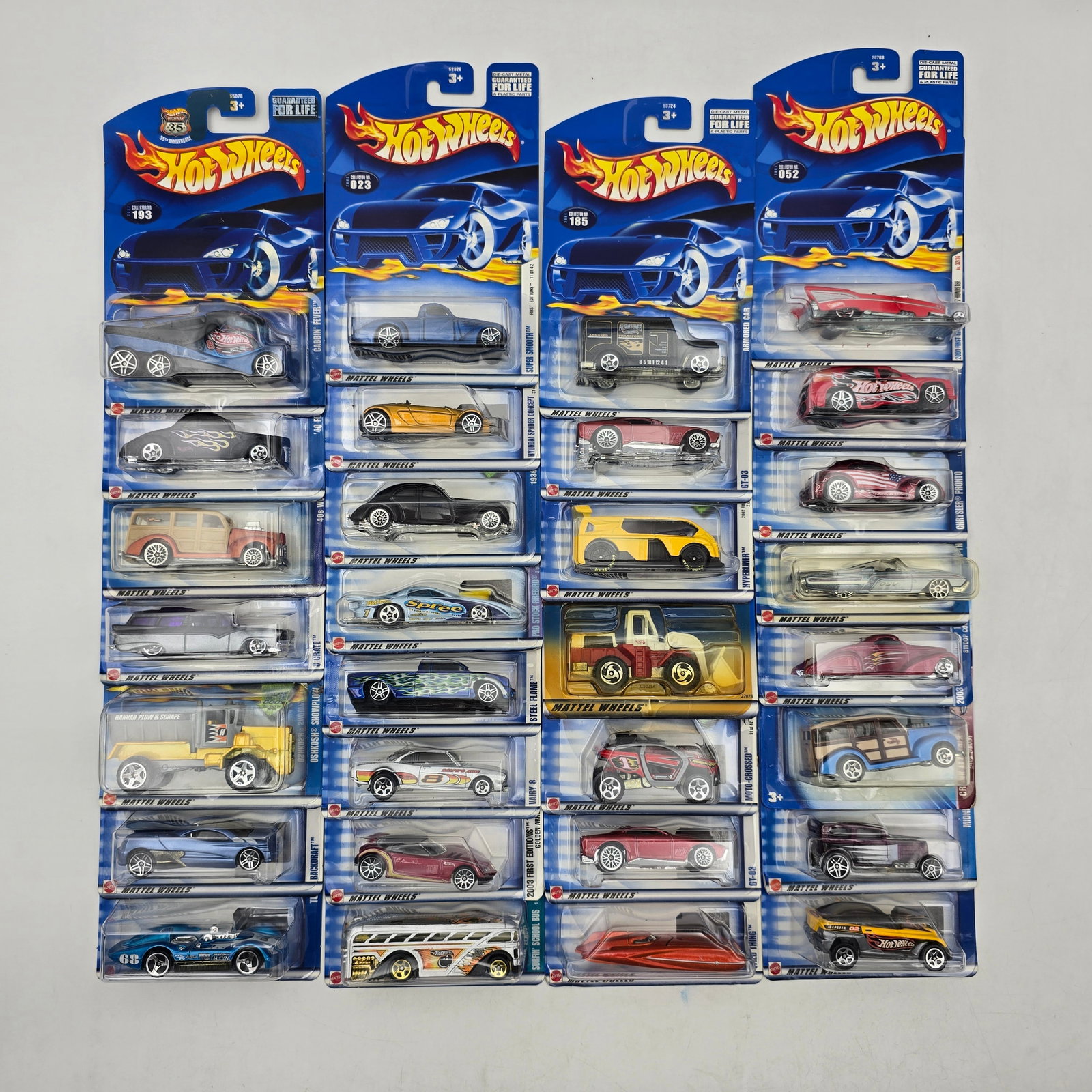 Lot Of 30 Hot Wheels Diecast Vehicles Mix: Lot of 30 Hot Wheels diecast vehicles featuring a balanced mix of castings. Includes sports cars, wagons, utility vehicles, and fantasy designs, with a few larger specialty castings adding variety. Al
