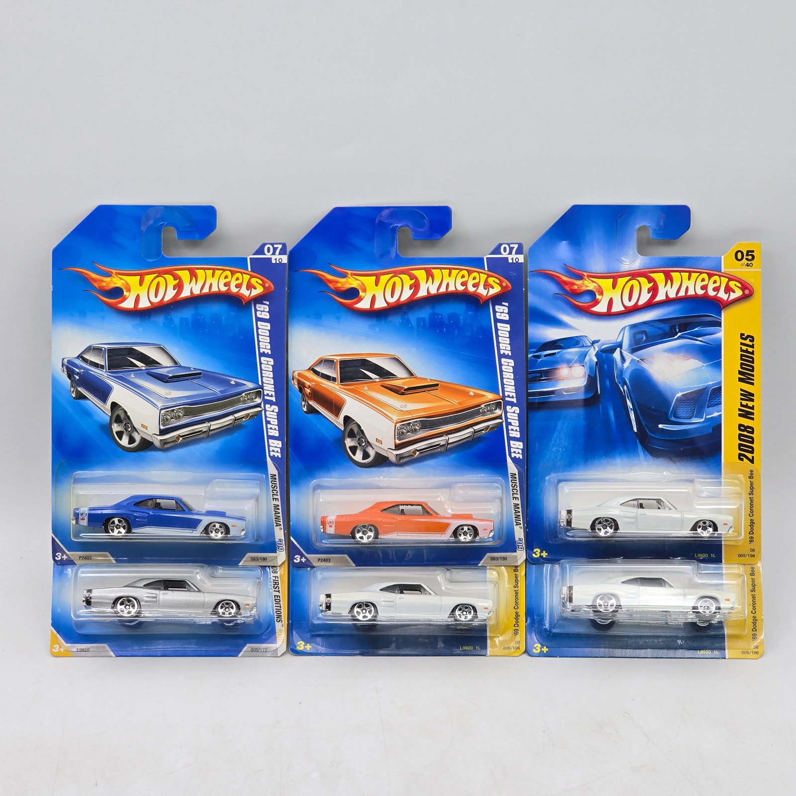 Lot Of 6 Hot Wheels Dodge Coronet Super Bee Models: Lot of 6 Hot Wheels diecast Dodge Coronet Super Bee castings. Includes multiple examples in blue, orange, and white, showcasing this classic muscle car across clean factory-style finishes. All items a