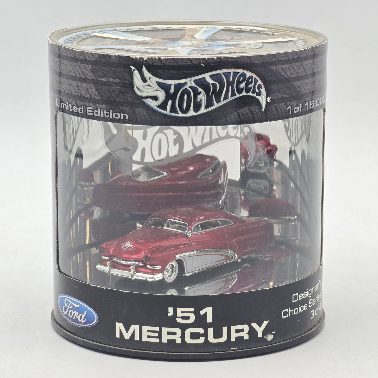 Hot Wheels '51 Mercury: Hot Wheels limited edition â€™51 Mercury diecast release presented in collectible â€?Oil Canâ€? display packaging. Features a custom classic Mercury coupe with period-style detaili