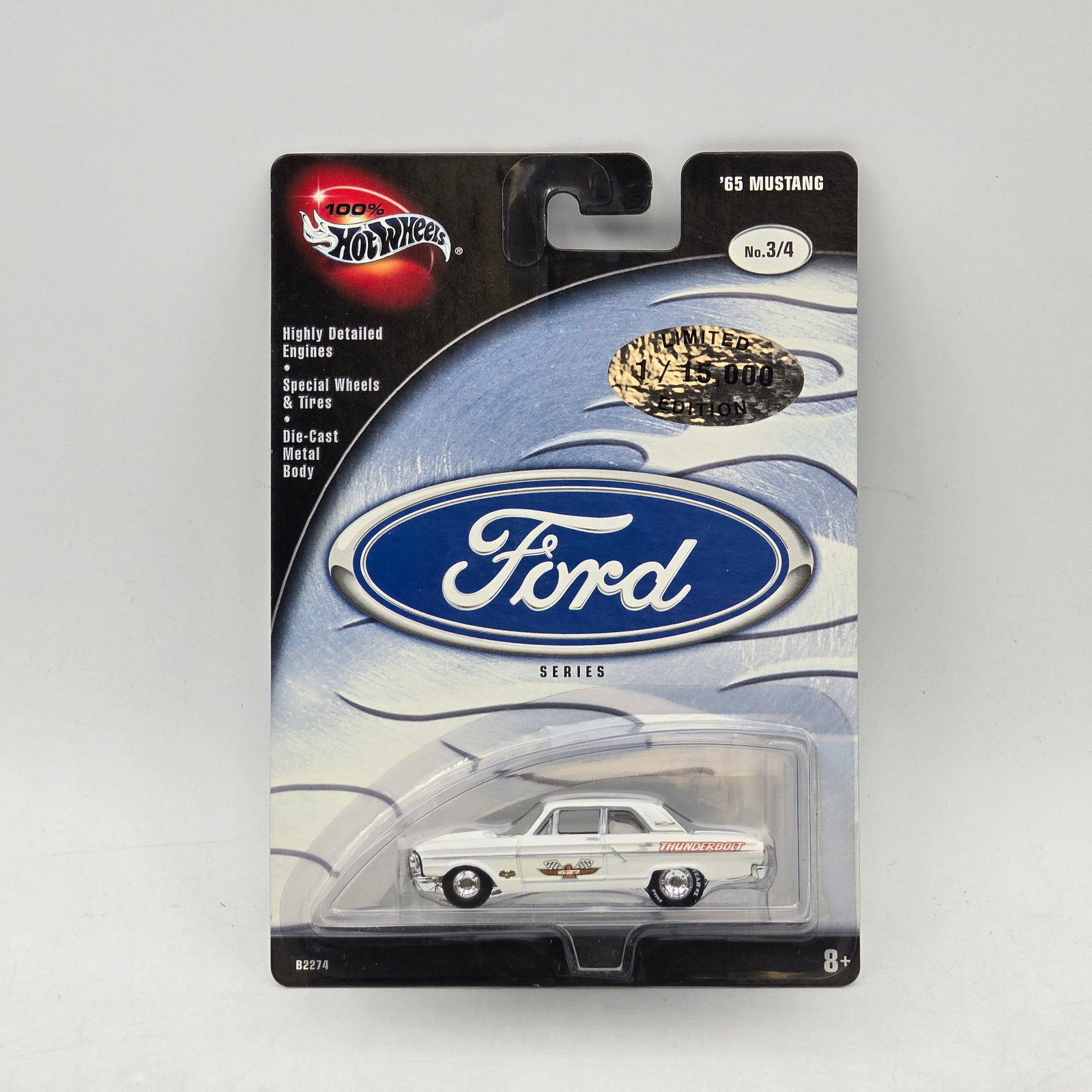 100% Hot Wheels Ford Series Packaging Error Model: Interesting 100% Hot Wheels Ford Series release featuring a packaging variation/error. Card is labeled as a â€™65 Mustang, while the visible casting inside appears to be a Ford Thunderbolt mod