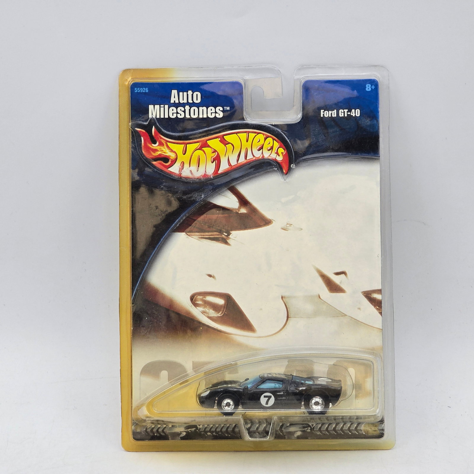 Hot Wheels Auto Milestones Ford GT-40 Model: Hot Wheels Auto Milestones release featuring a Ford GT-40 casting in premium collector packaging. This collector-oriented release showcases the iconic Ford endurance racer with detailed styling and