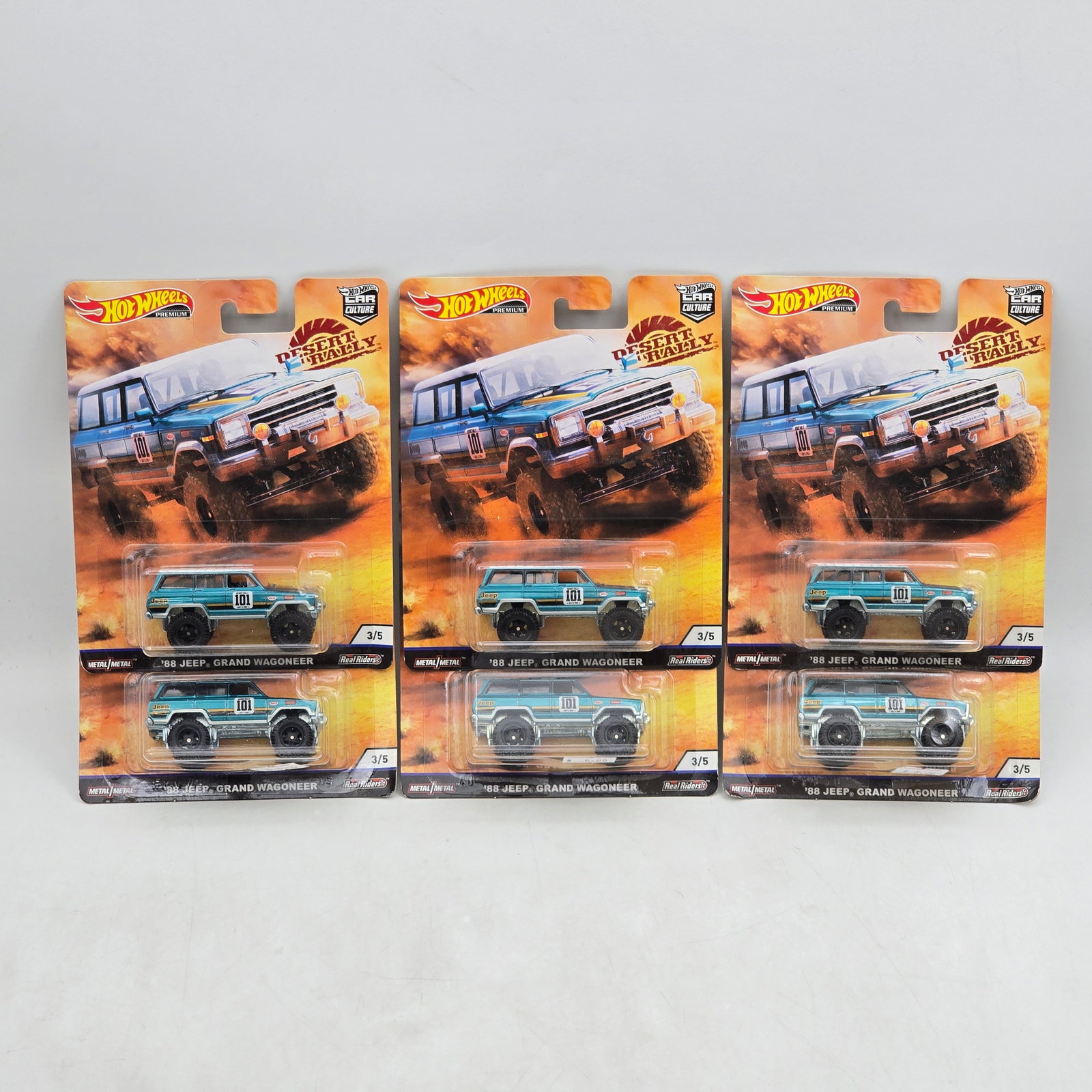 Lot of 6 Hot Wheels Desert Rally Premiums: Includes (6) â€™88 Jeep Grand Wagoneer premium models from the Car Culture Desert Rally series. Cars-Appear to be in good condition with clean paint, sharp tampo detail, and no obvious wear vi