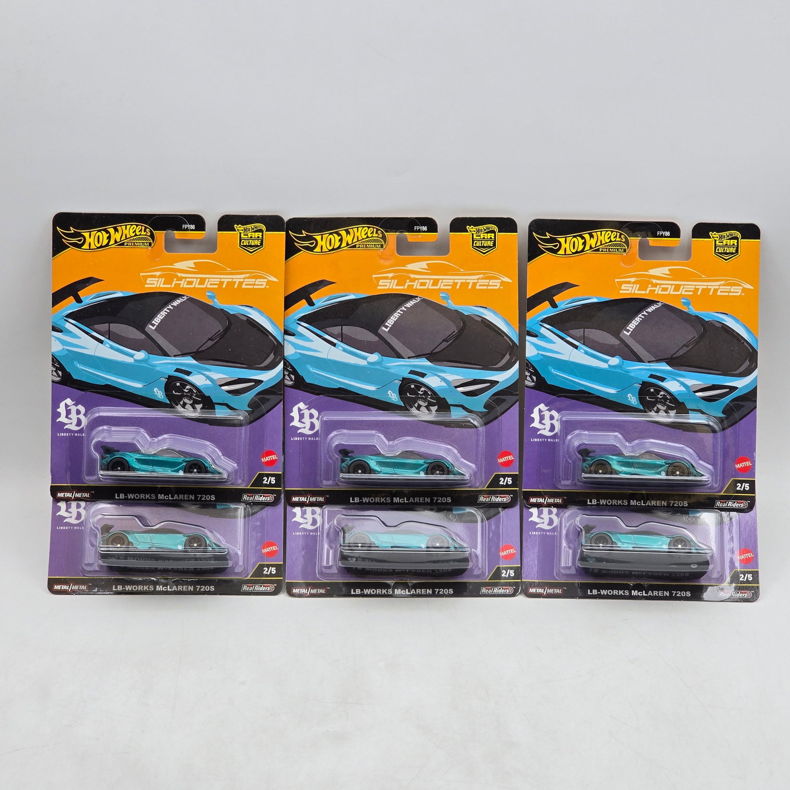 Lot of 6 Hot Wheels Silhouettes Premiums: Includes (6) LB-WORKS McLaren 720S premium models from the Car Culture Silhouettes series. Cars-Appear to be in good condition with clean paint, sharp tampo detail, and no obvious wear visible. Cards-