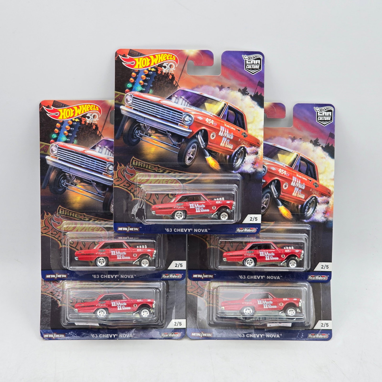 Lot of 5 Hot Wheels Drag Strip Demons Premiums: Includes (5) â€™63 Chevy II Nova premium models from the Car Culture Drag Strip Demons series. Cars-Appear to be in good condition with clean paint, sharp tampo detail, and no obvious wear vis