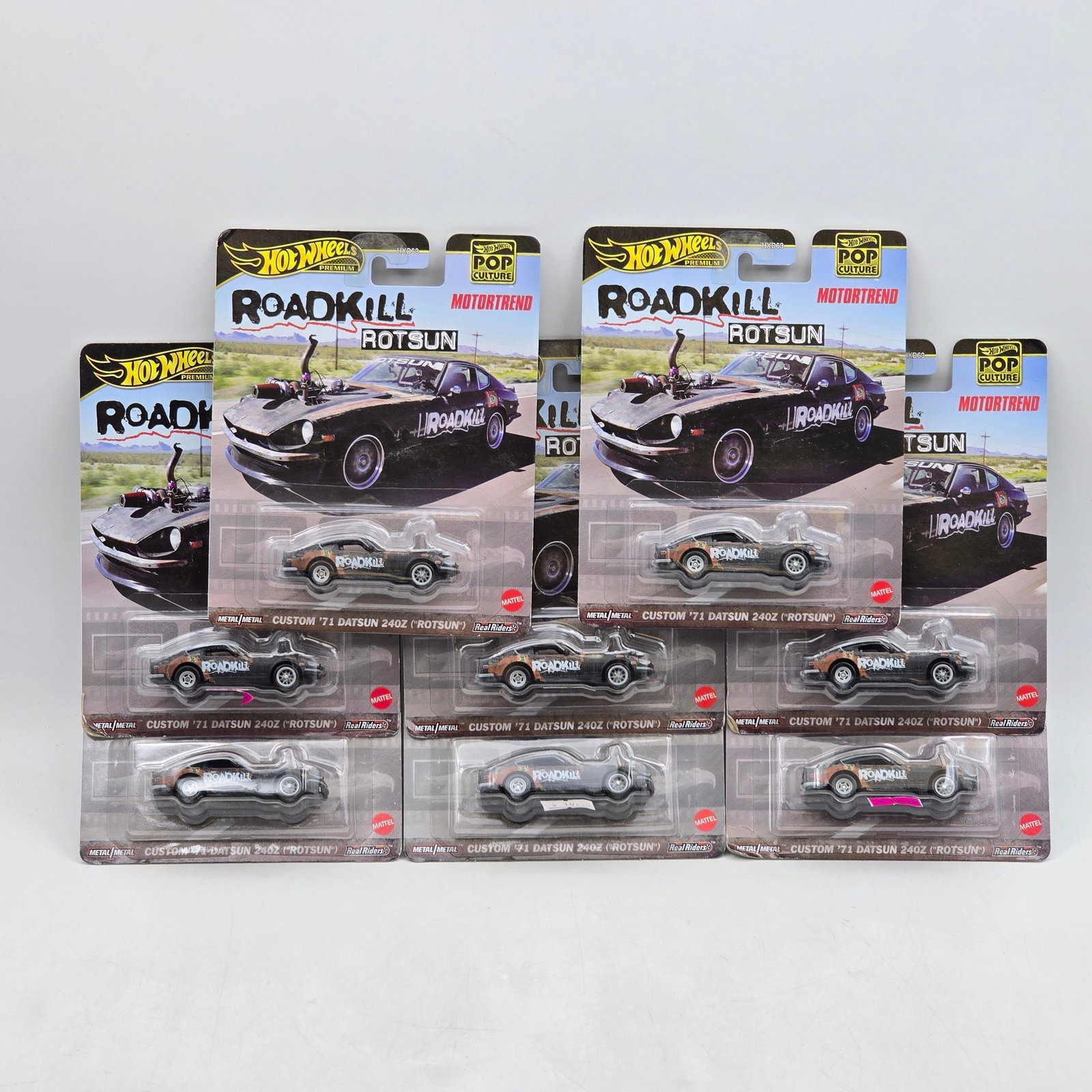 Lot of 8 Hot Wheels Roadkill Pop Culture Premiums: Includes (8) Custom â€™71 Datsun 240Z â€?Rotsunâ€? premium models from the Roadkill x MotorTrend Pop Culture series. Cars-Look to be in good condition with no notable wear visible.