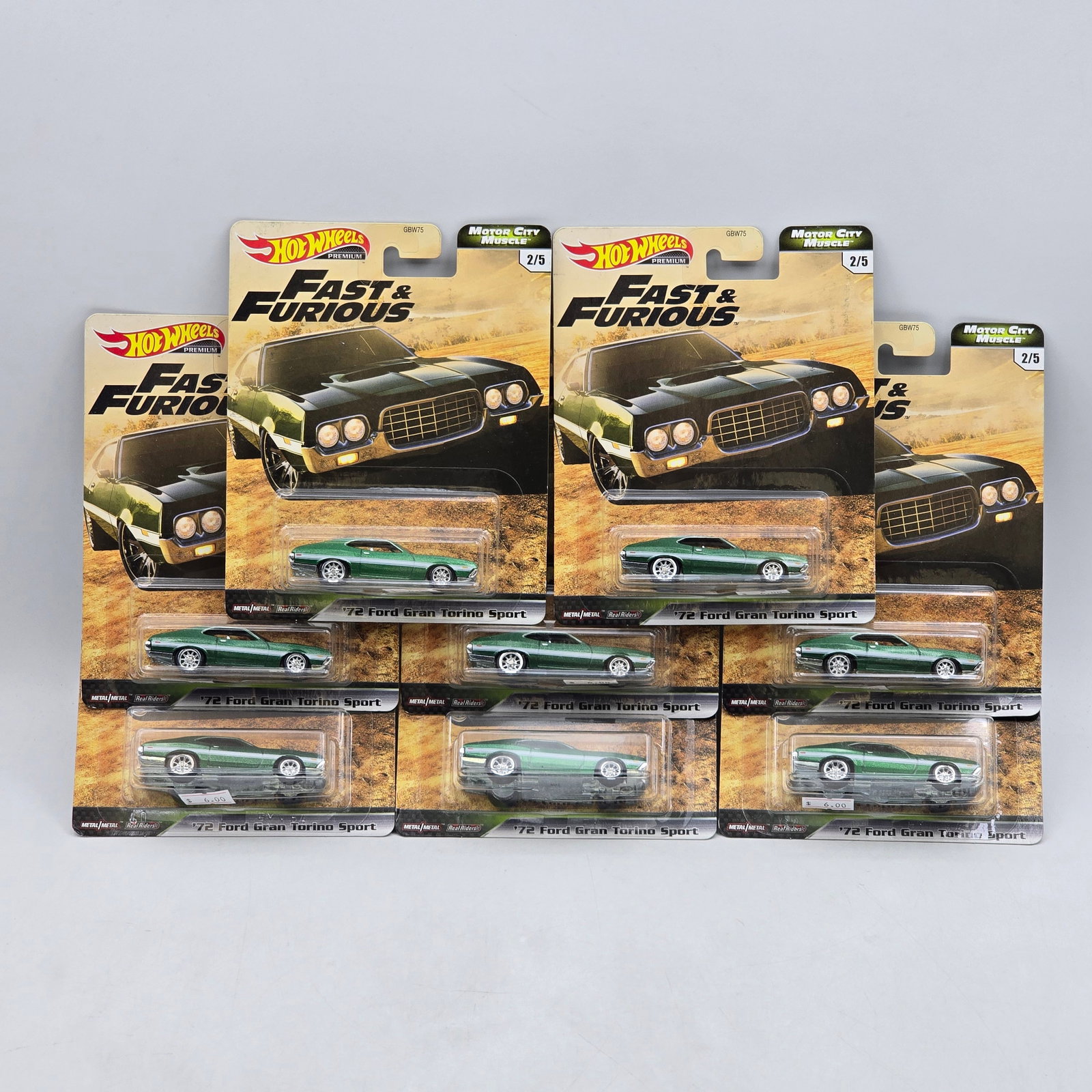 Lot of 8 Hot Wheels Fast & Furious Premiums: Includes (8) â€™72 Ford Gran Torino Sport premium models from the Fast & Furious Motor City Muscle series. Cars-Look to be in good condition with no notable wear visible. Paint, tampos, gl