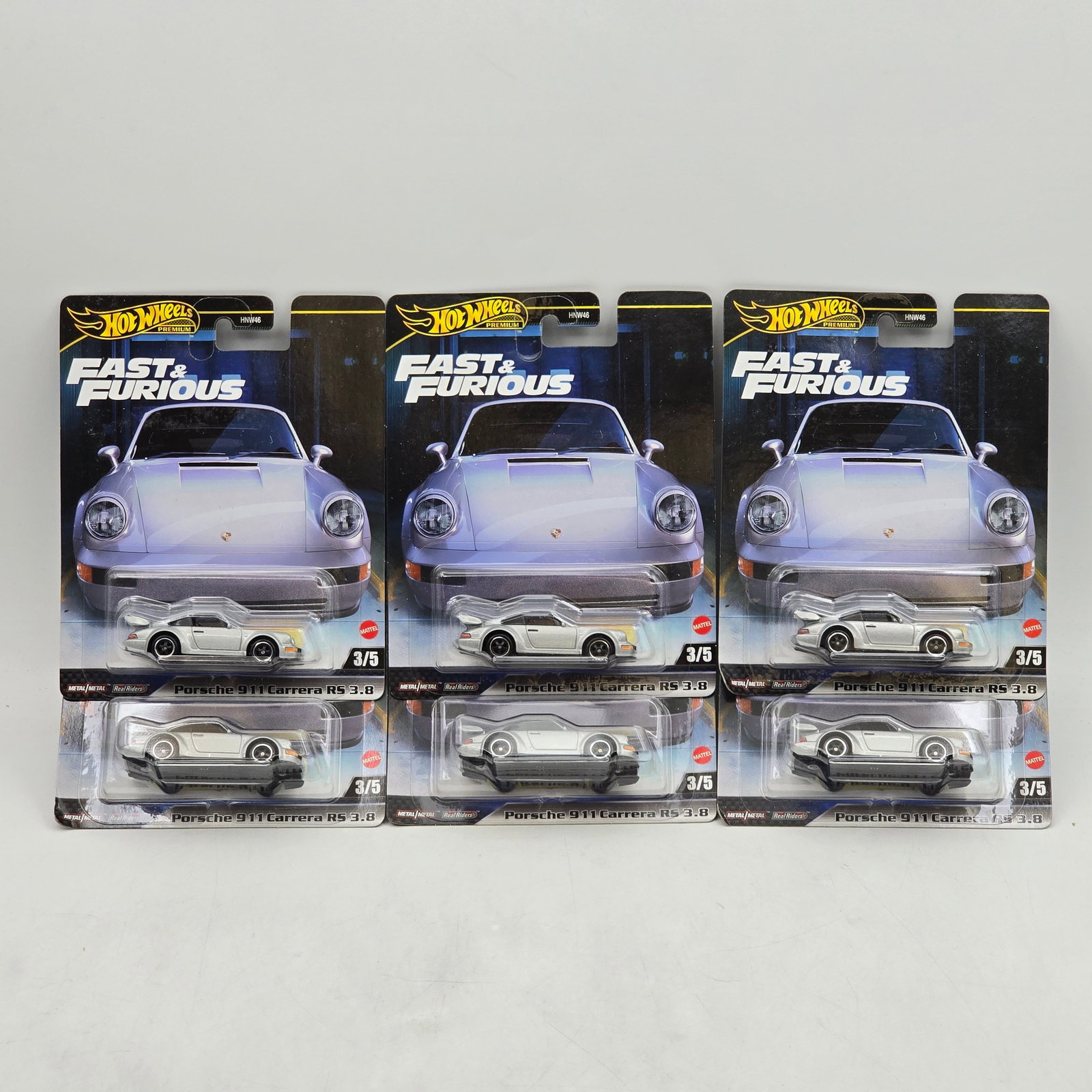 Lot of 6 Hot Wheels Fast & Furious Premiums: Includes (6) Porsche 911 Carrera RS 3.8 premium models from the Fast & Furious series. Cars-Look to be in good condition with no notable wear visible. Paint, tampos, glass, base and Real Riders wh