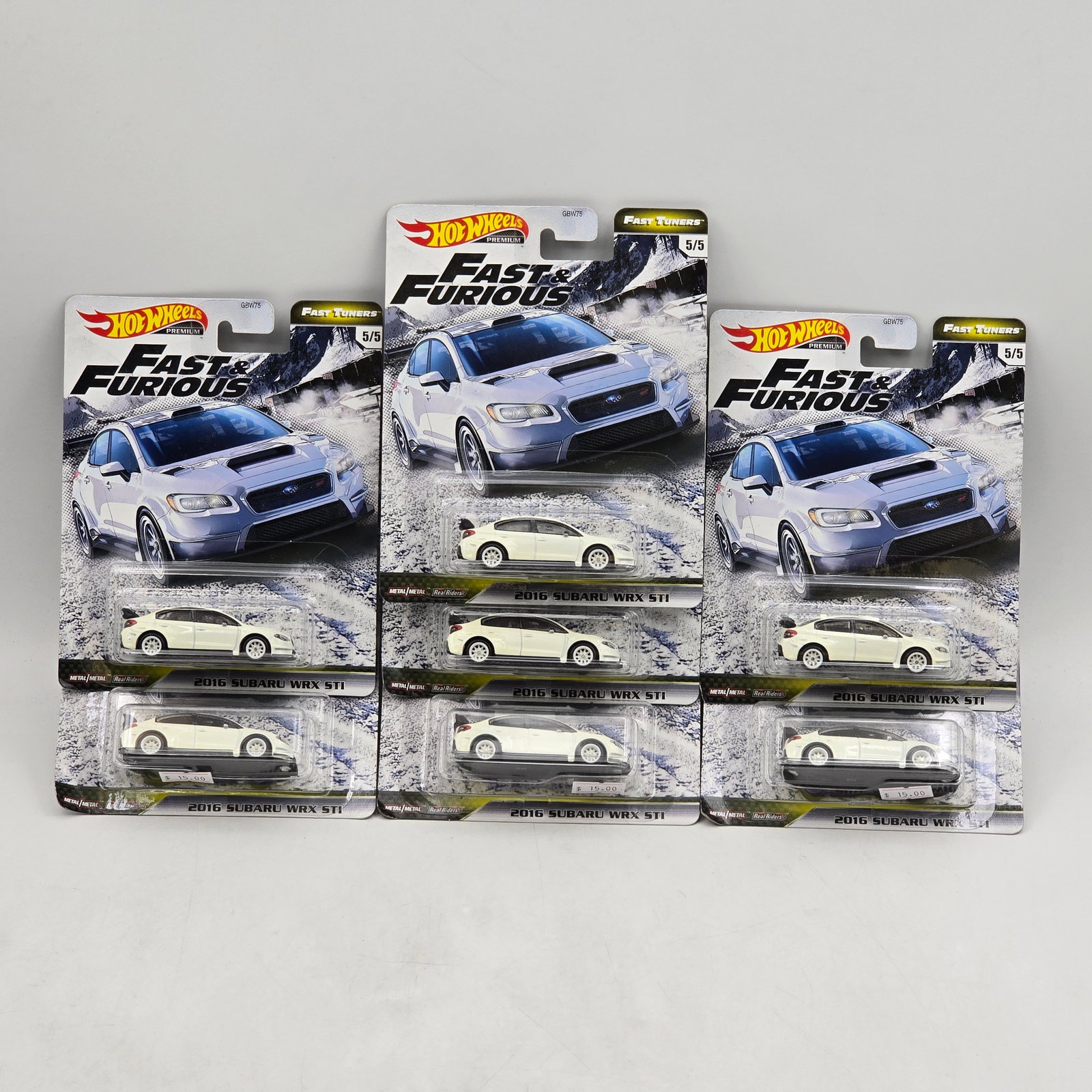 Lot of 7 Hot Wheels Fast & Furious Premiums: Includes (7) 2016 Subaru WRX STI premium models from the Fast Tuners Fast & Furious series. Cars-Appear to be in good condition with clean paint, sharp tampo detail, and no obvious wear visible. C