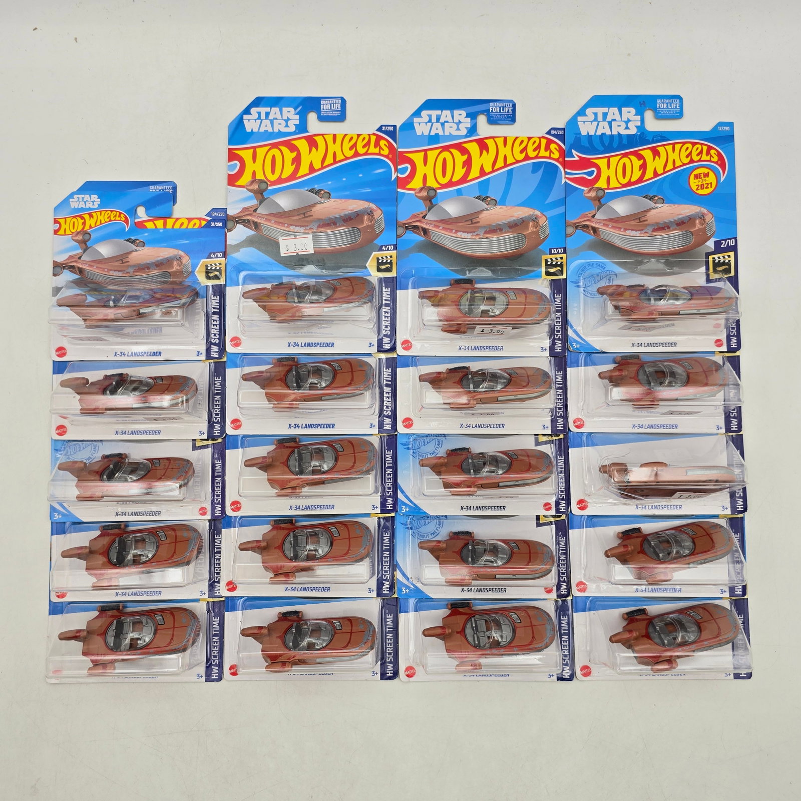 Lot of 20 Hot Wheels X-34 Landspeeder: Lot of 20 Hot Wheels X-34 Landspeeder die-cast vehicles, factory sealed. Features Luke Skywalker's iconic landspeeder from Star Wars in the HW Screen Time series. Cars- Factory sealed. Vehicles appear