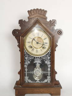 Antique Ansonia American Gingerbread Mantel Clock: Antique Ansonia American Gingerbread Mantel Clock, 20in by 11in