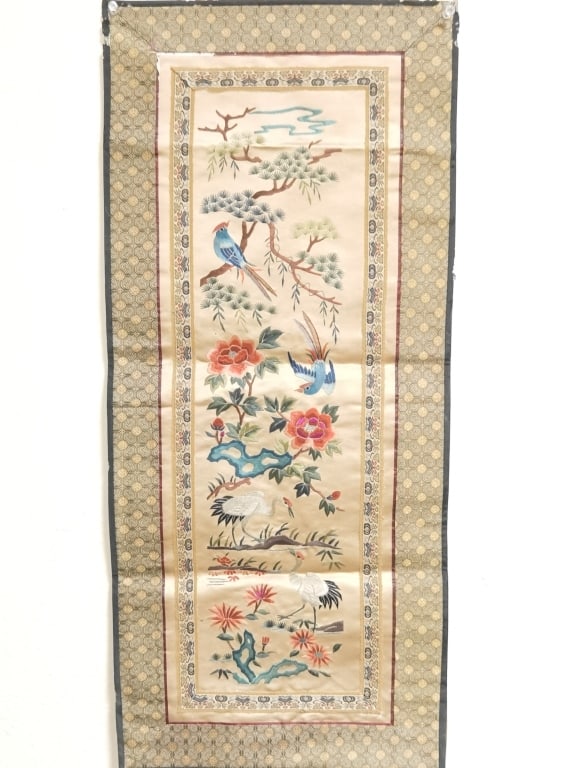 Chinese Bird Embroidery: Chinese Bird Embroidery, 25in by 11in
