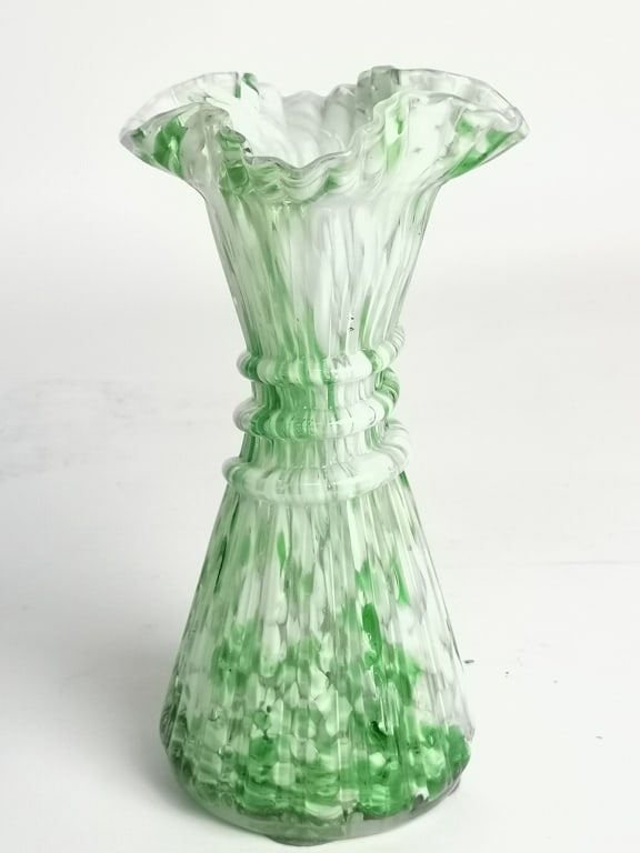 Murano Style Green Glass Flower Vase (1 of 3)