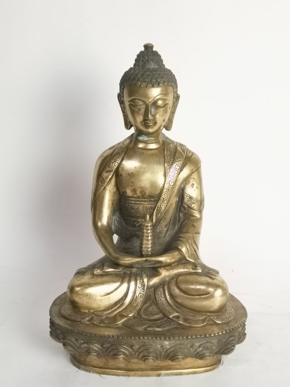 Chinese Tibetan Bronze Buddha: Chinese Tibetan Bronze Buddha, 11.5in