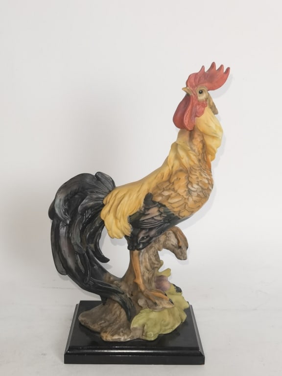 Large Giuseppe Armani Style Porcelain Rooster: Large Giuseppe Armani Style Porcelain Rooster, 12.5in