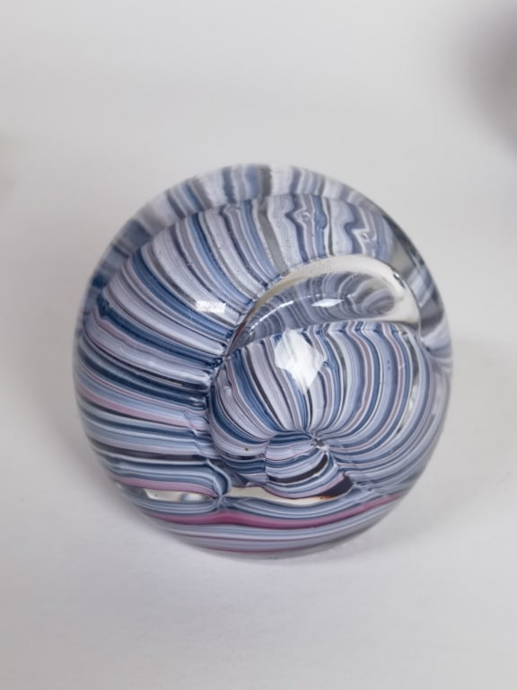 Unmarked Swirl Glass Paperweight: Unmarked Swirl Glass Paperweight, 2.75in