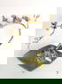 Enameled Flower Decor Set in Grey Colored Vase