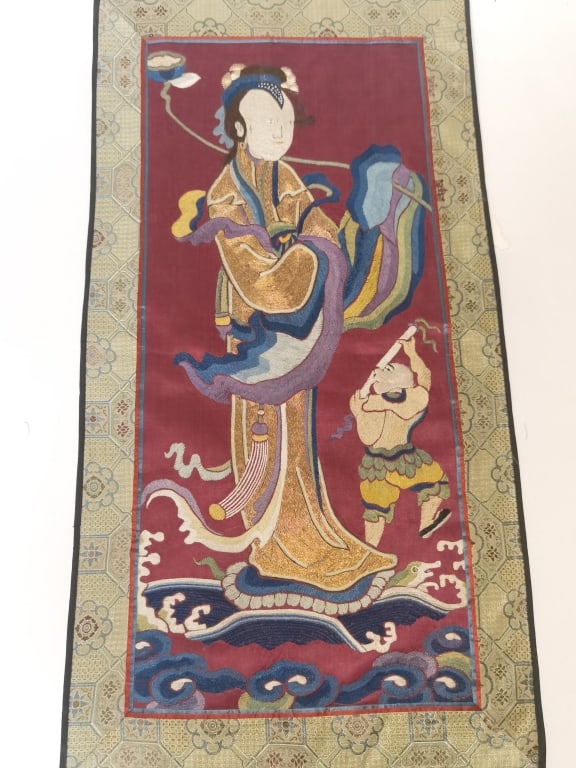 Chinese Gold Thread Embroidery of He XianGu (1 of 3)