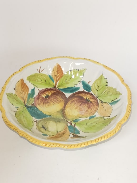 Vintage Italian Porcelain Hand Painted Bowl: Vintage Italian Porcelain Hand Painted Bowl, 3in by 11in