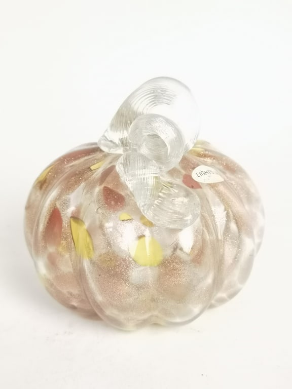 Lighted Hand Blown Glass Pumpkin Decor (1 of 4)