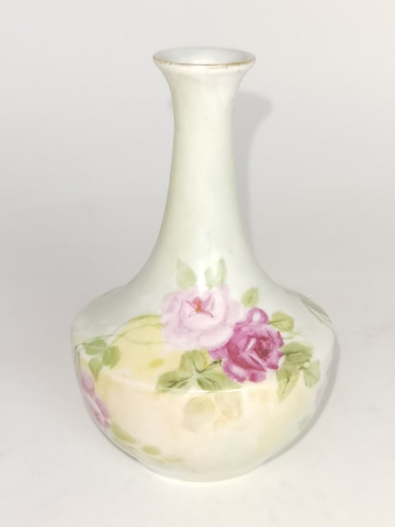 PL Limoges Porcelain Hand Painted Floral Vase: PL Limoges Porcelain Hand Painted Floral Vase, 5.5in