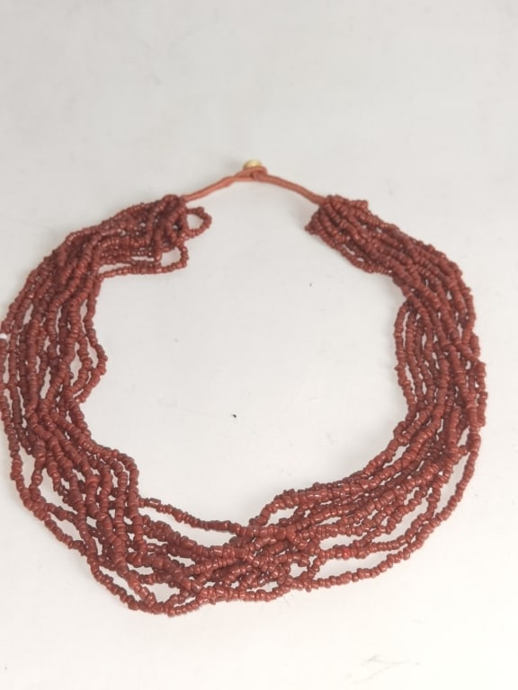 Chinese Multi-Strand Red Coral Bead Necklace (1 of 2)